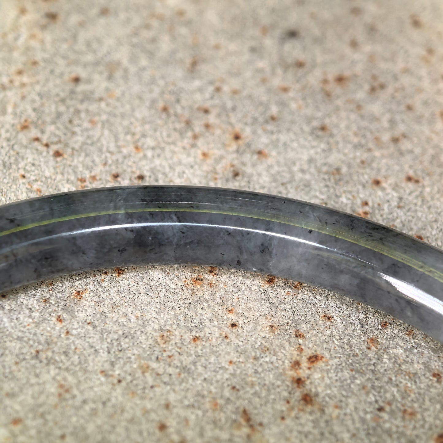 Natural Grade-A Glutinous Icy Black Jadeite Round Bangle · Burmese Jade 54mm