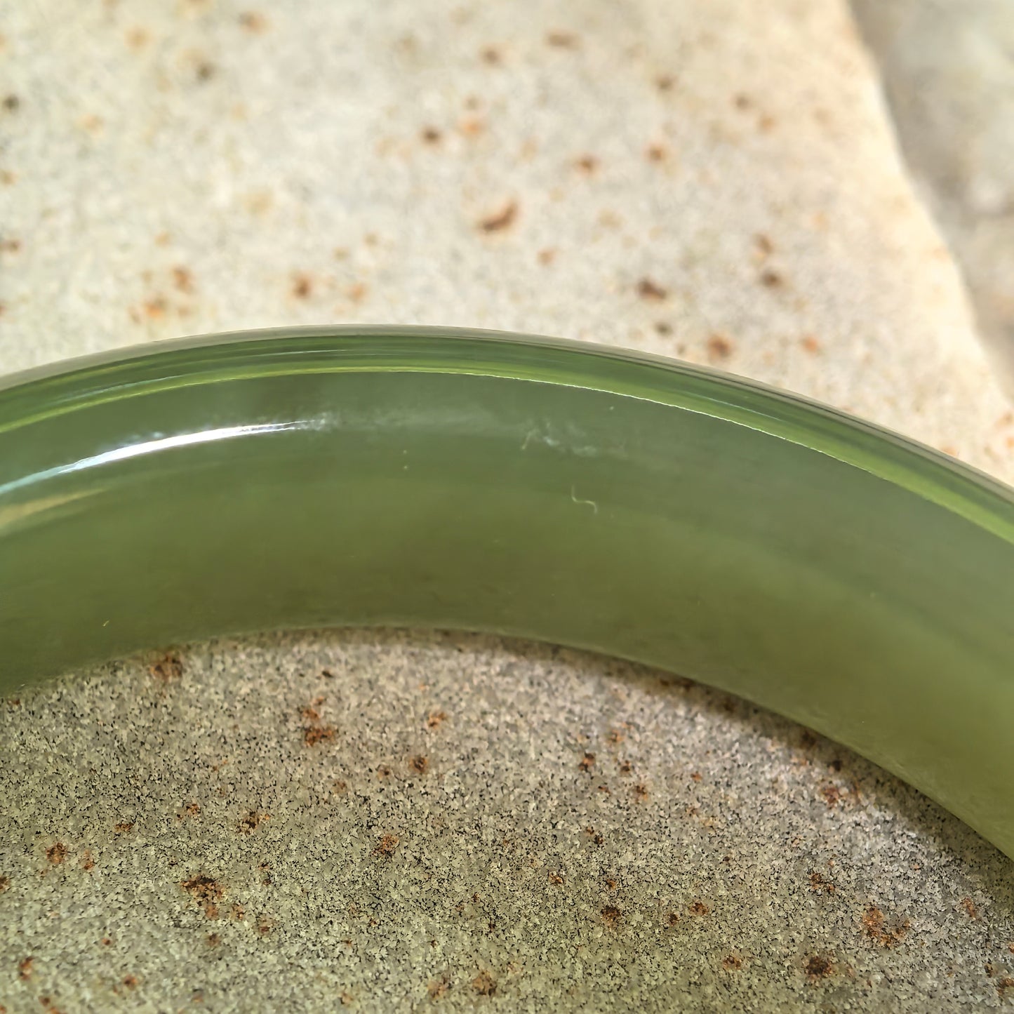 Natural Nephrite Olive Green D-Shape Bangle · Hetian Jade 54mm