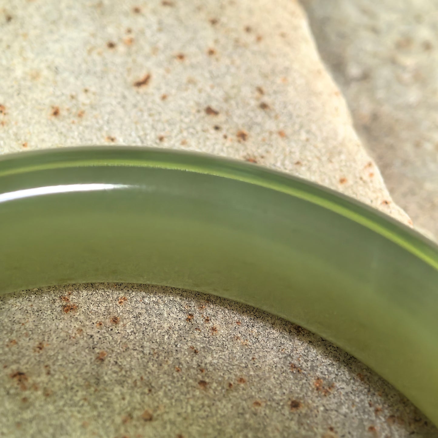 Natural Nephrite Olive Green D-Shape Bangle · Hetian Jade 54mm