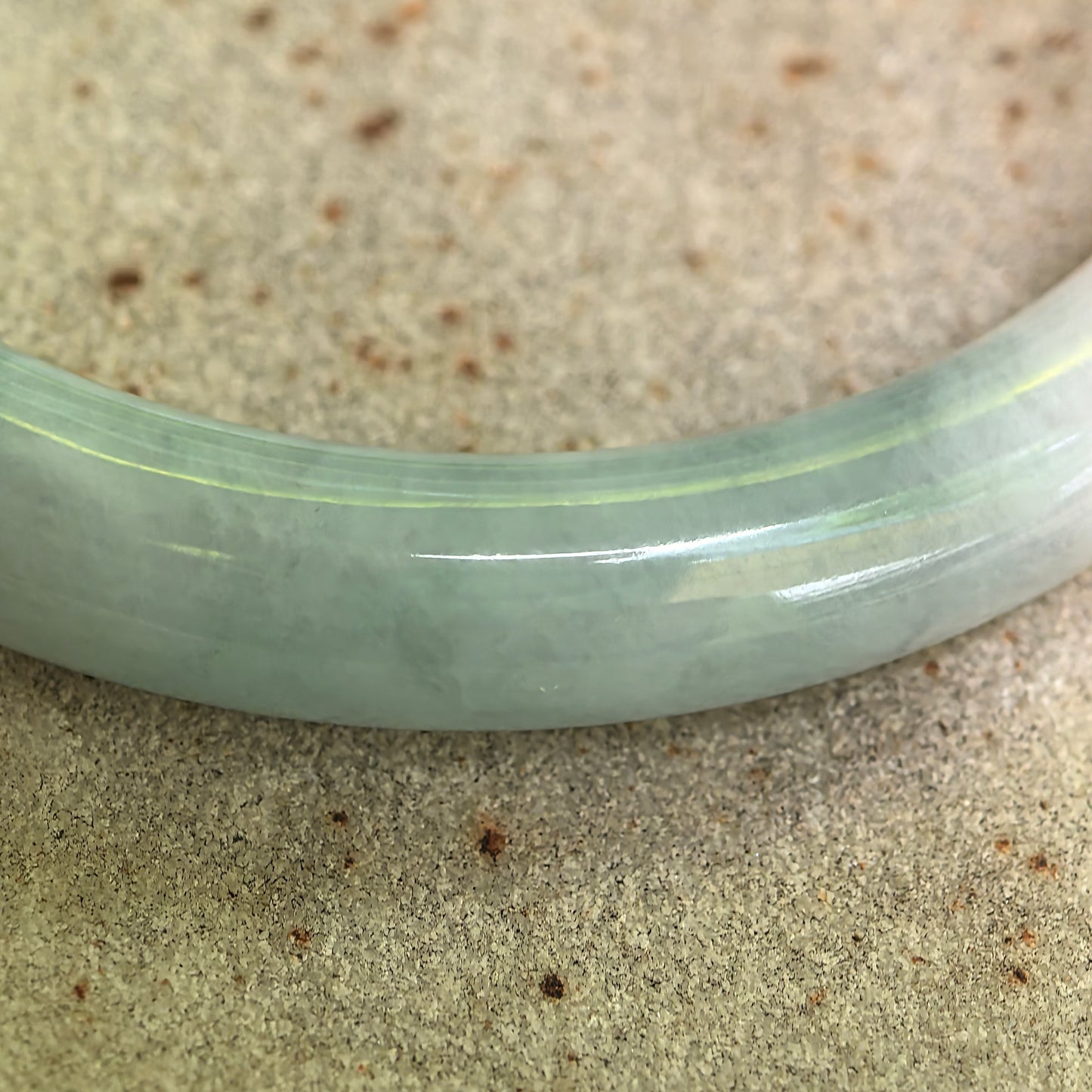 Natural Grade-A Jadeite Glutinous Pale Green Slim Round Bangle · Burmese Jade 53mm