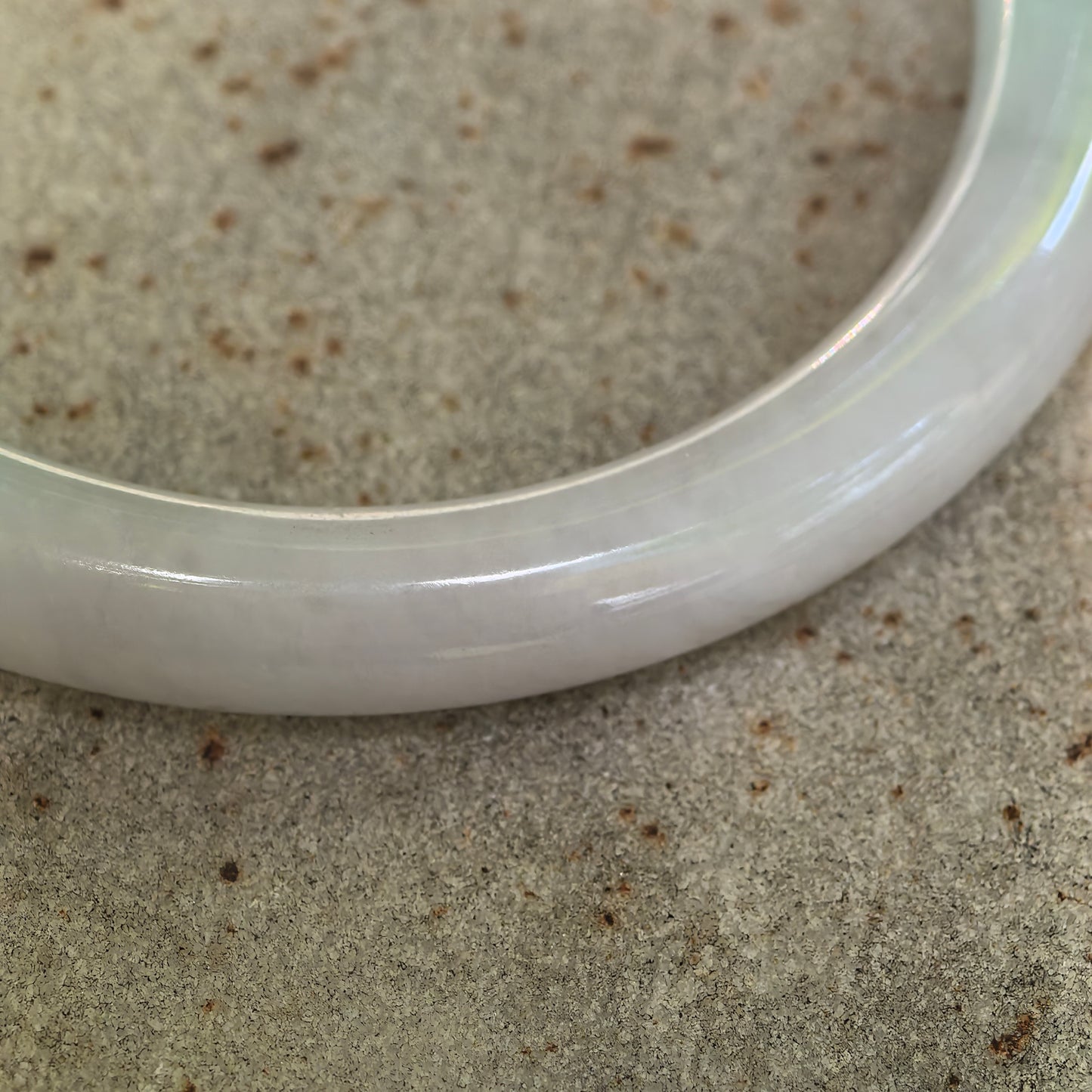 Natural Grade-A Jadeite Glutinous Pale Green Slim Round Bangle · Burmese Jade 53mm