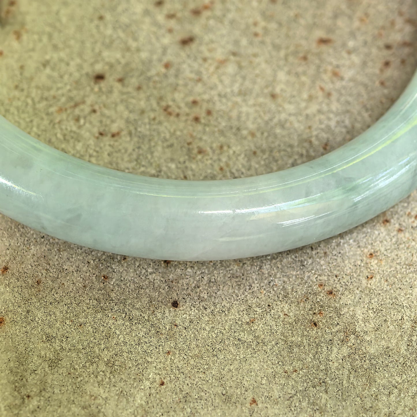 Natural Grade-A Jadeite Glutinous Pale Green Slim Round Bangle · Burmese Jade 53mm