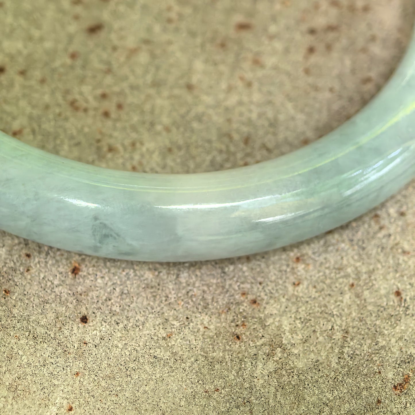 Natural Grade-A Jadeite Glutinous Pale Green Slim Round Bangle · Burmese Jade 53mm