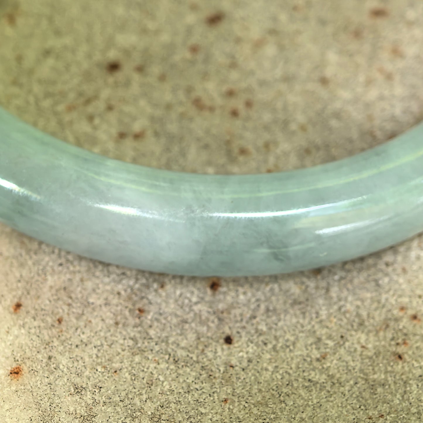 Natural Grade-A Jadeite Glutinous Pale Green Slim Round Bangle · Burmese Jade 53mm