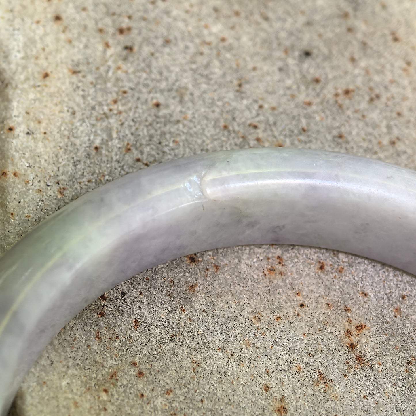Natural Grade-A Jadeite D-Shape Bangle – Soft Lavender Bean-Glutinous Burmese Jade 59mm
