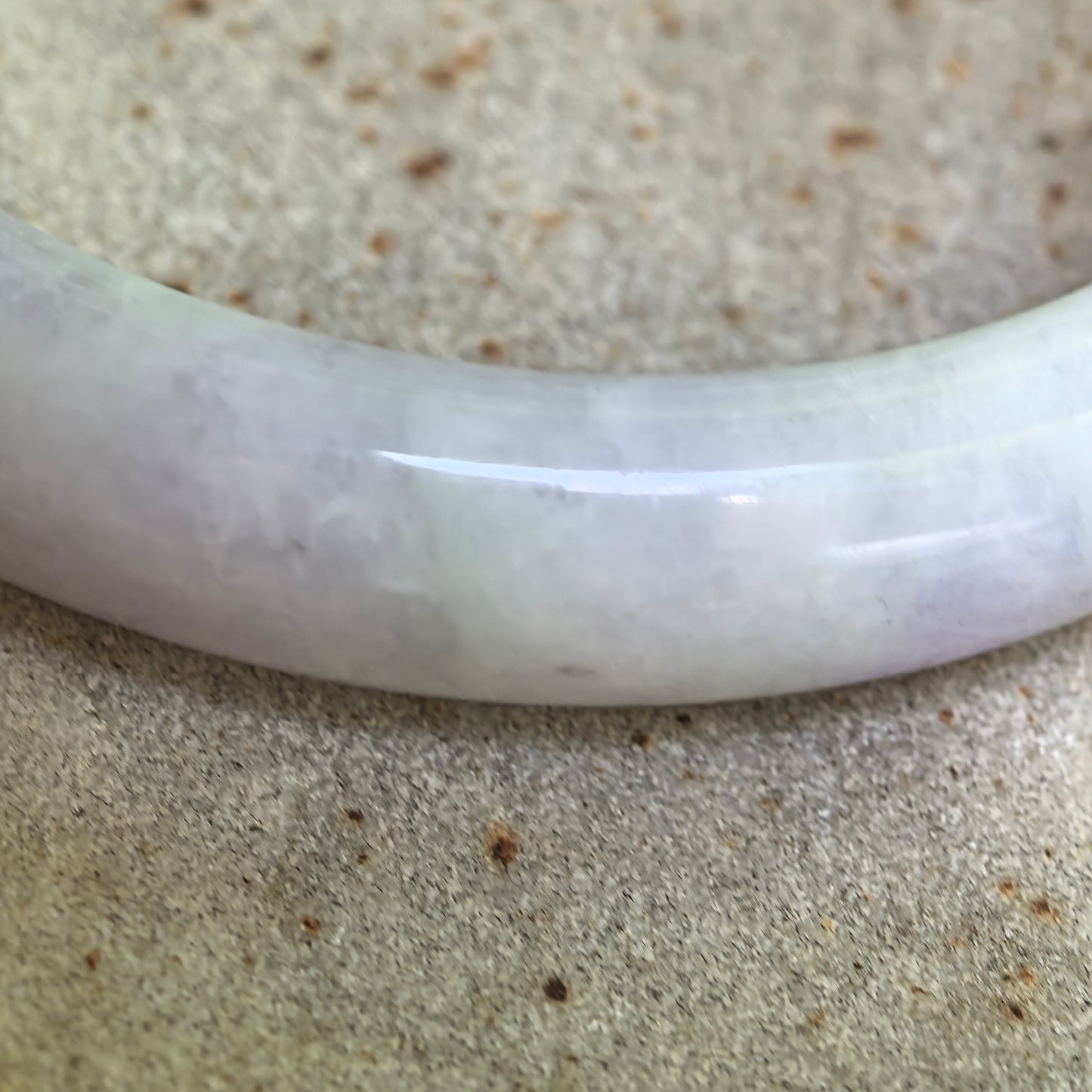 Natural Grade-A Jadeite D-Shape Bangle – Soft Lavender Bean-Glutinous Burmese Jade 59mm