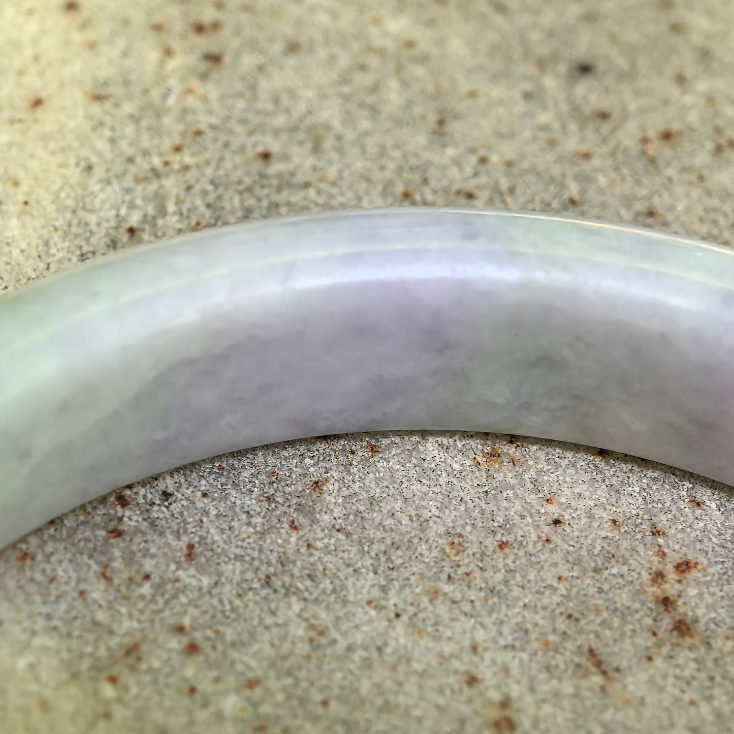 Natural Grade-A Jadeite D-Shape Bangle – Soft Lavender Bean-Glutinous Burmese Jade 59mm