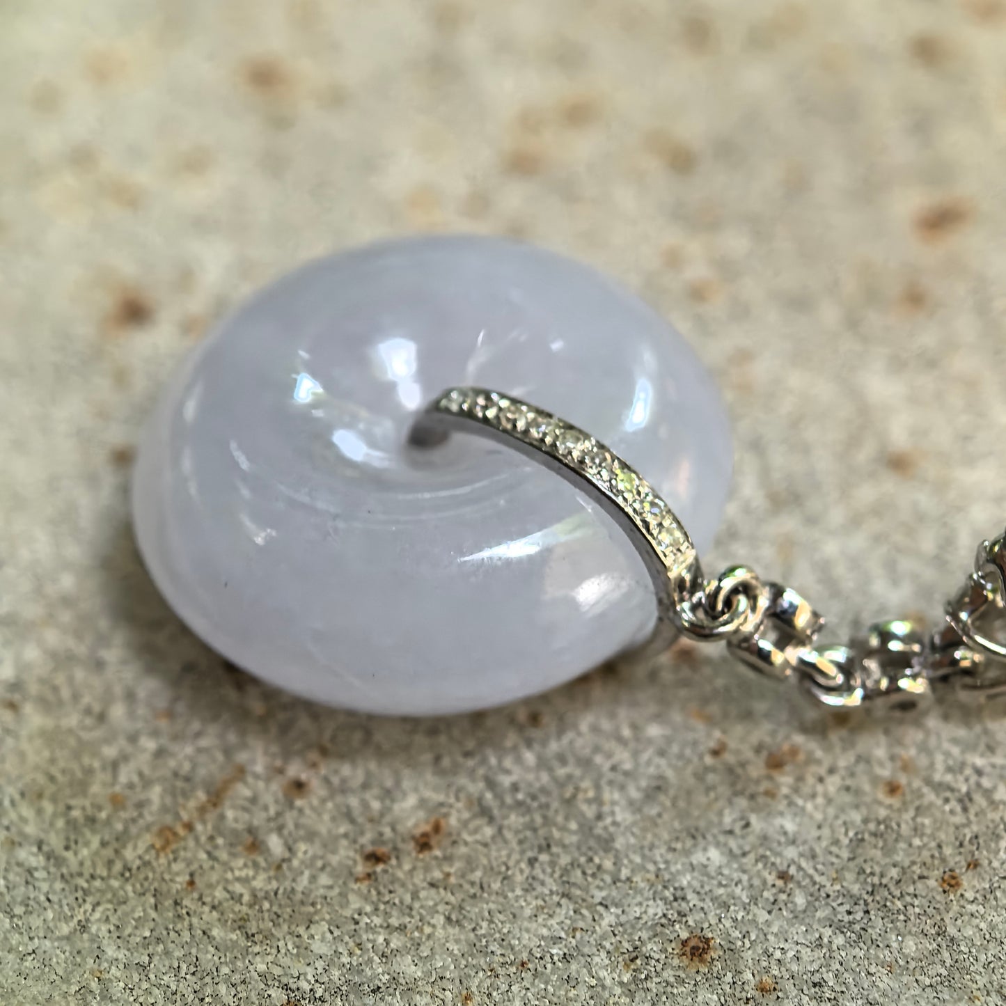 Natural Grade-A Jadeite Glutinous Icy Lavender Peace Pendant Earrings in 18K Gold · Burmese Jade
