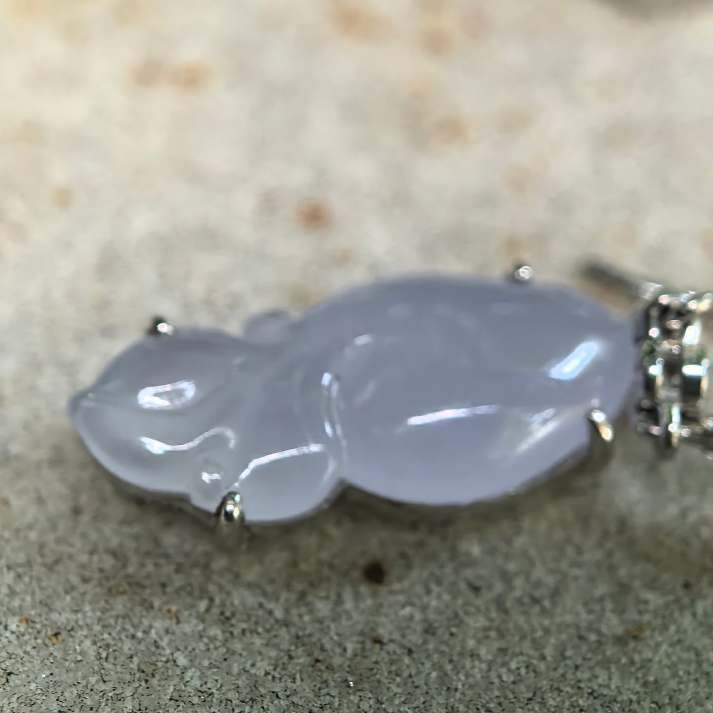 Natural Grade-A Jadeite Glutinous Icy Lavender Fish Earrings in 18K Gold · Burmese Jade