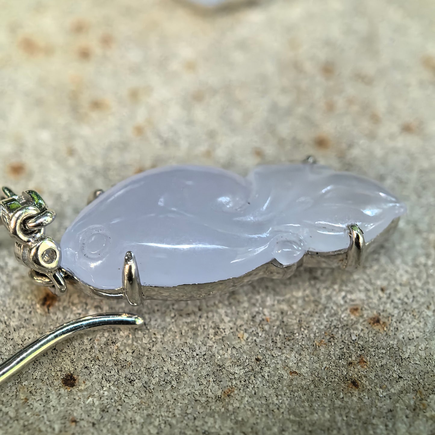 Natural Grade-A Jadeite Glutinous Icy Lavender Fish Earrings in 18K Gold · Burmese Jade