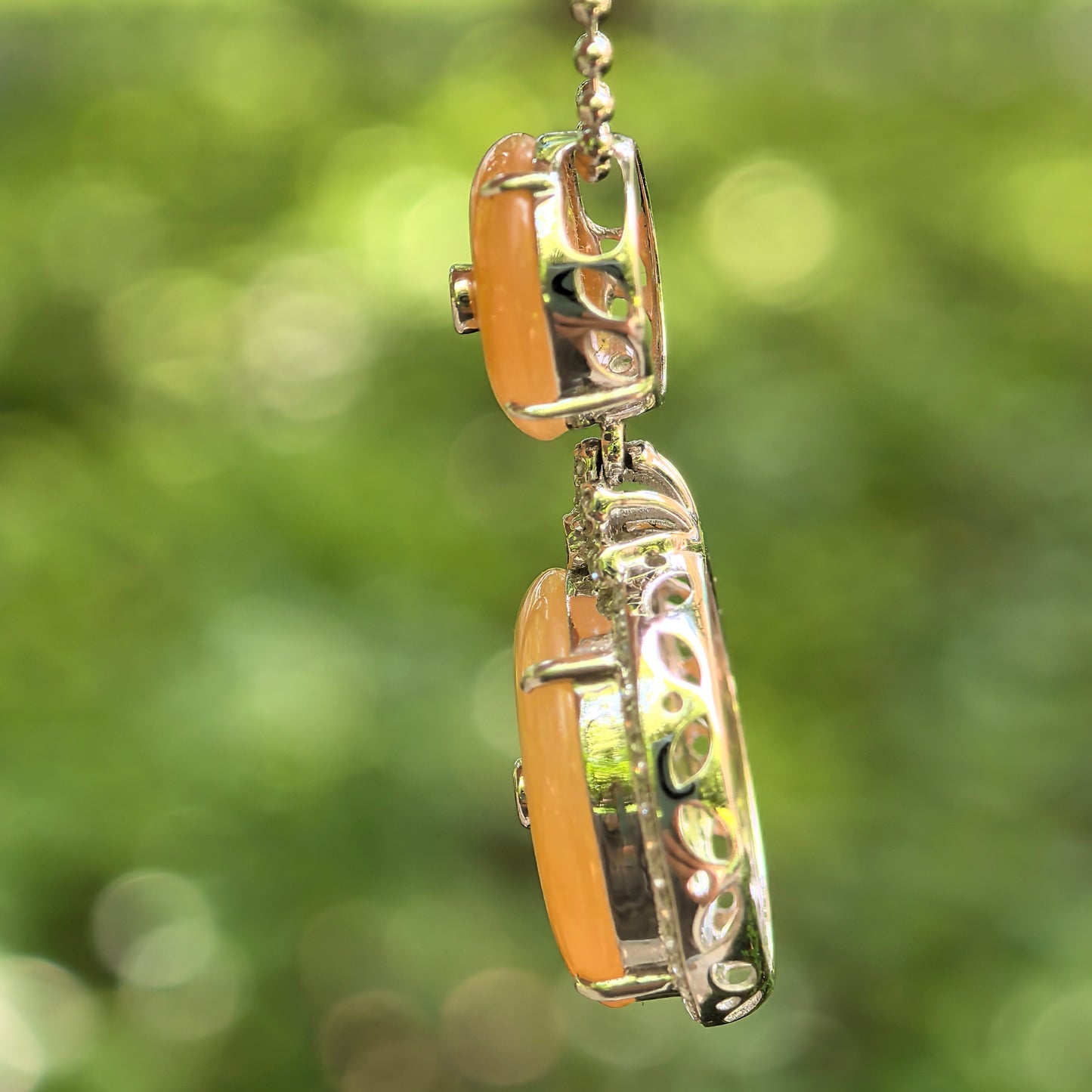 Natural Grade-A Jadeite Yellow Double Peace Pendant in 18K Gold · Burmese Jade