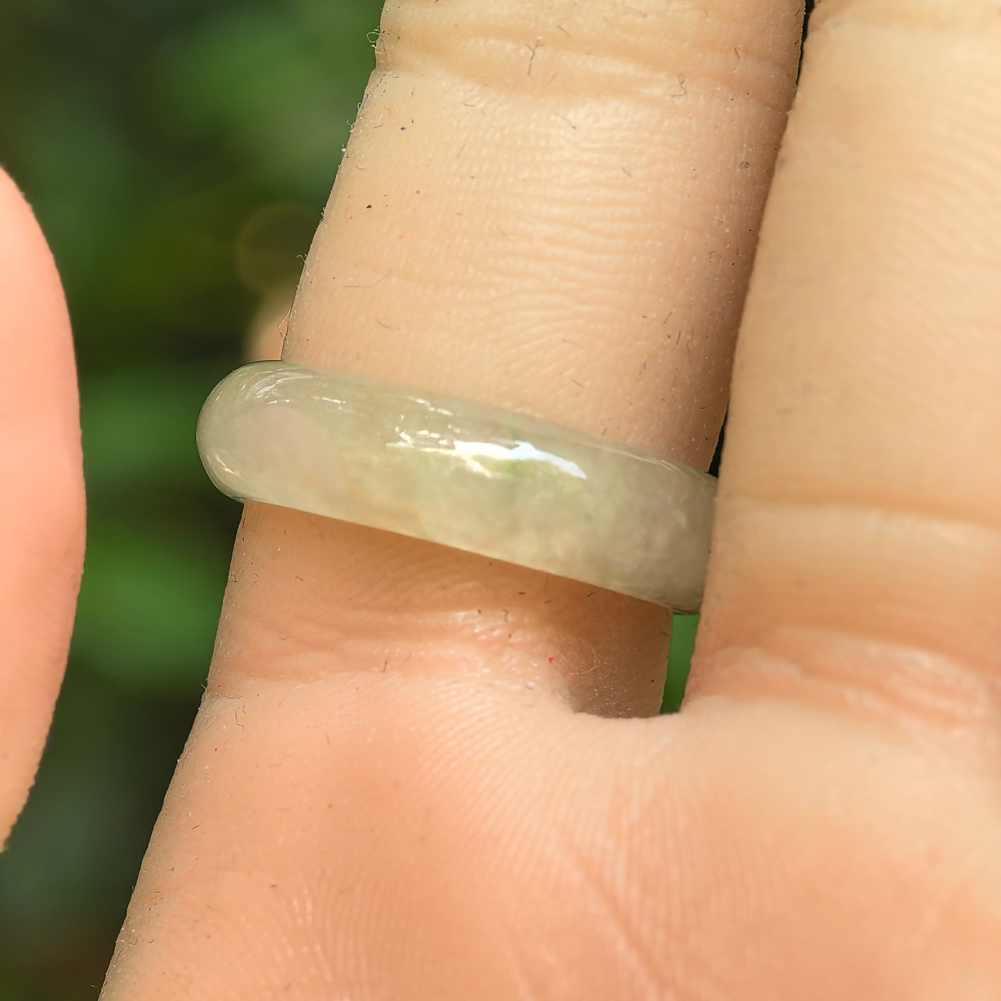 Natural Grade-A Icy Glutinous Yellow Jadeite Ring Band · Burmese Jade US7