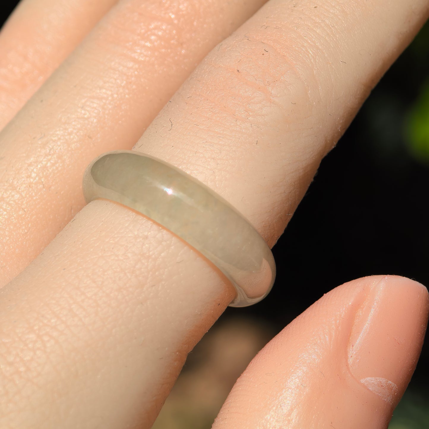 Natural Grade-A Icy Glutinous Yellow Jadeite Ring Band · Burmese Jade US7