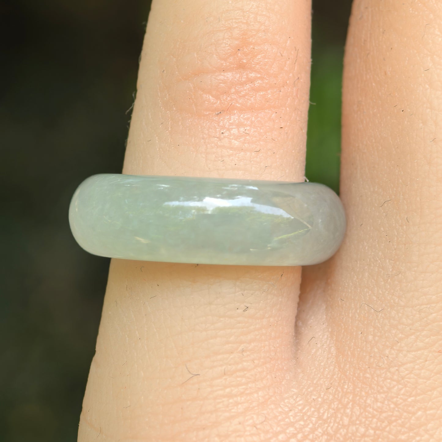Natural Grade-A Jadeite Glutinous Icy Light Green Base Ring Band · Burmese Jade US5