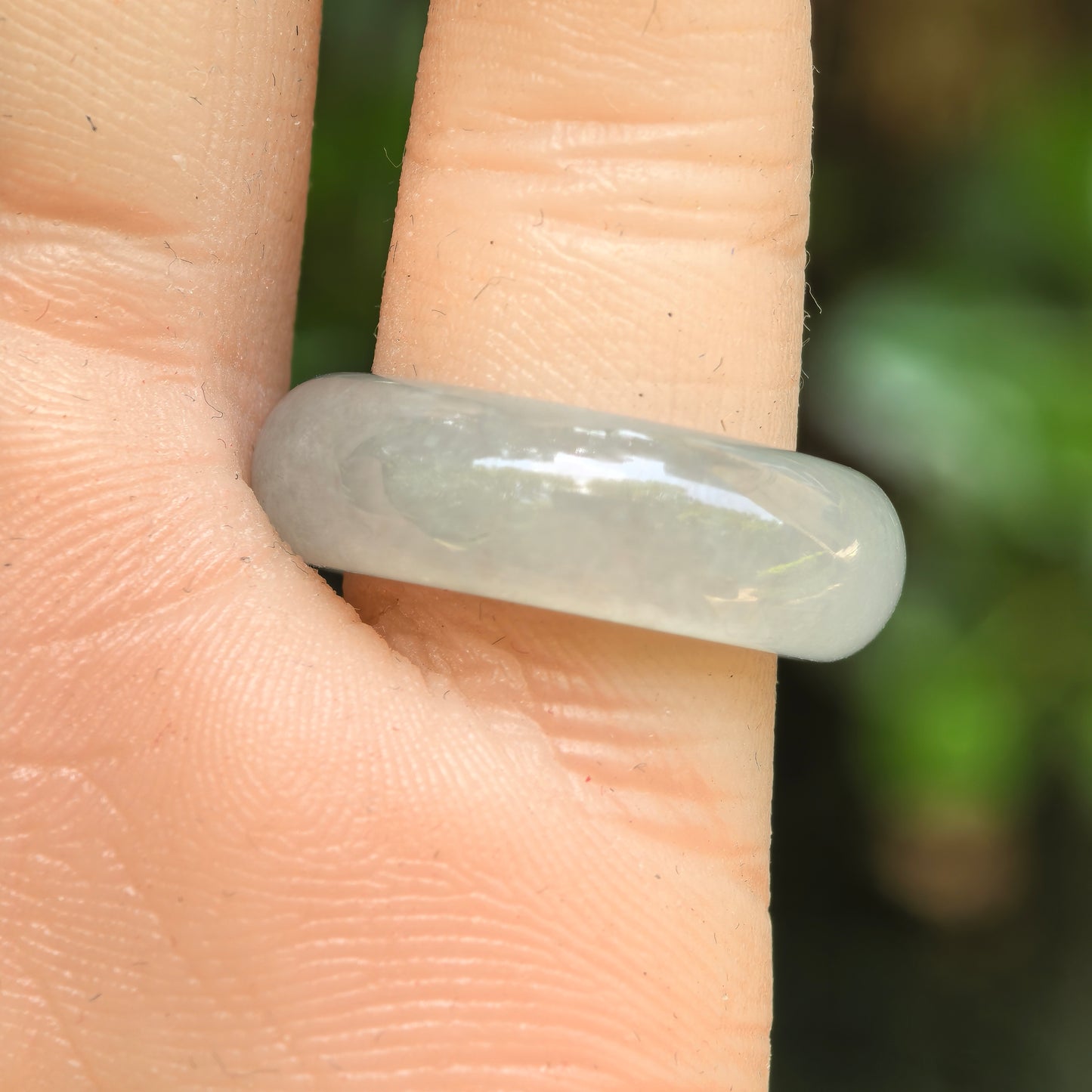 Natural Grade-A Jadeite Glutinous Icy Light Green Base Ring Band · Burmese Jade US5