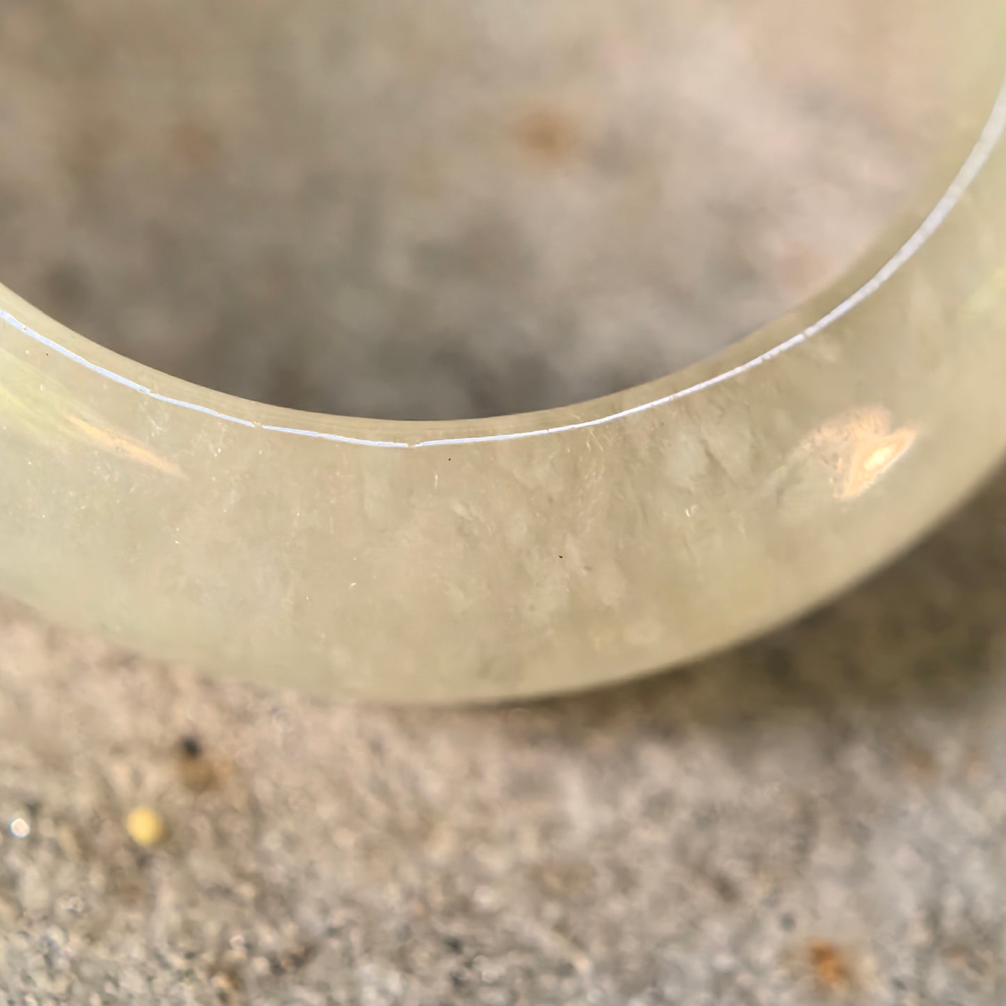 Natural Grade-A Icy Glutinous Yellow Jadeite Ring Band · Burmese Jade US7