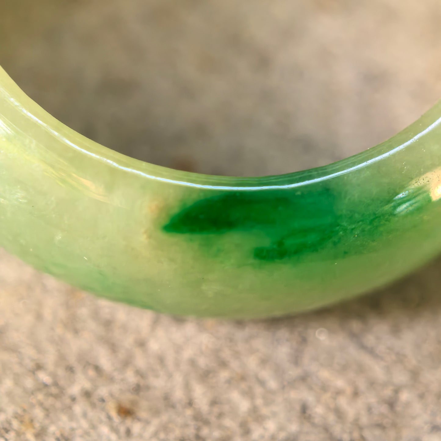 Natural Grade-A Glutinous Yellow-Green Jadeite Ring Band · Burmese Jade US7