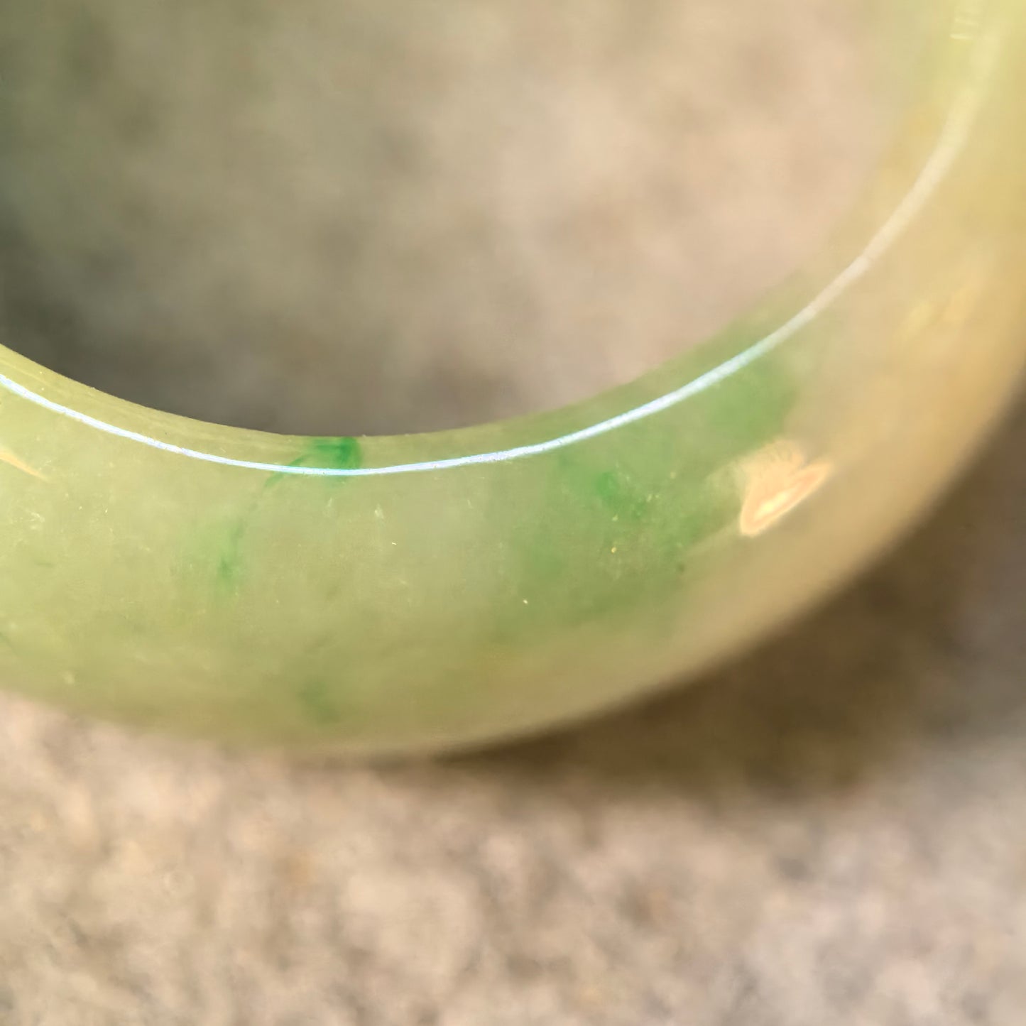 Natural Grade-A Glutinous Yellow-Green Jadeite Ring Band · Burmese Jade US7