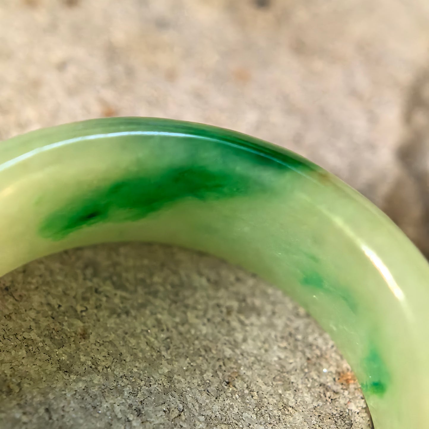 Natural Grade-A Glutinous Yellow-Green Jadeite Ring Band · Burmese Jade US7