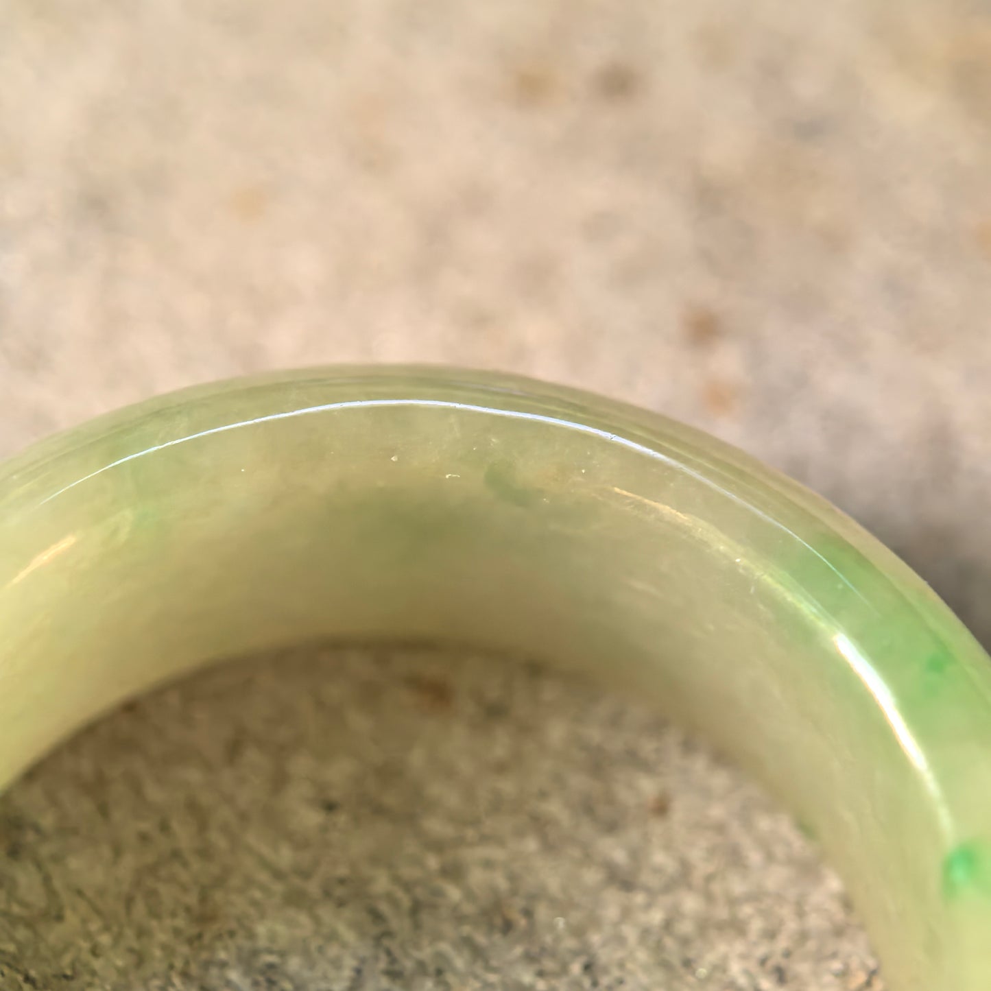 Natural Grade-A Glutinous Yellow-Green Jadeite Ring Band · Burmese Jade US7