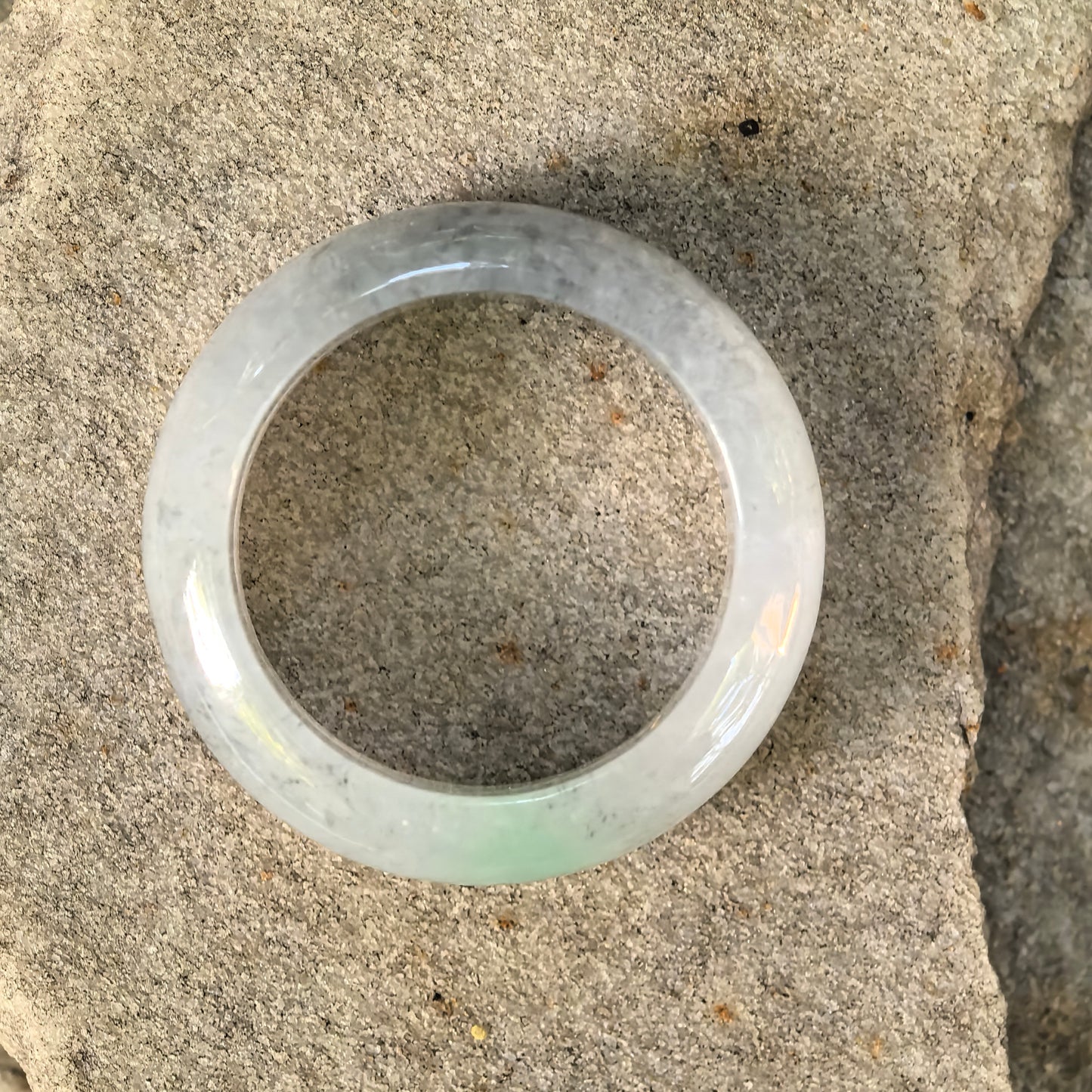 Natural Grade-A Glutinous Icy Jadeite Black&Green Ring Band · Burmese Jade US5.5