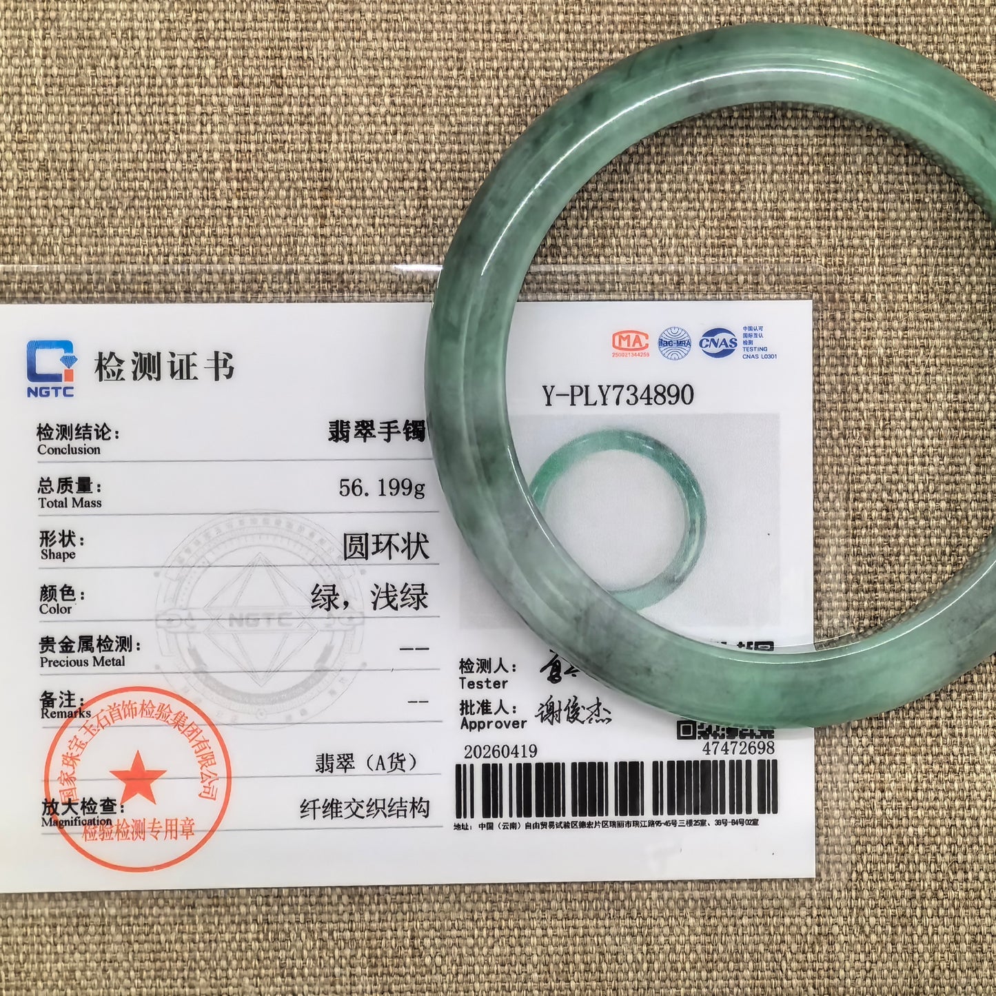 Natural Grade-A Jadeite Glutinous Green Black D-Shape Bangle · Burmese Jade 58mm