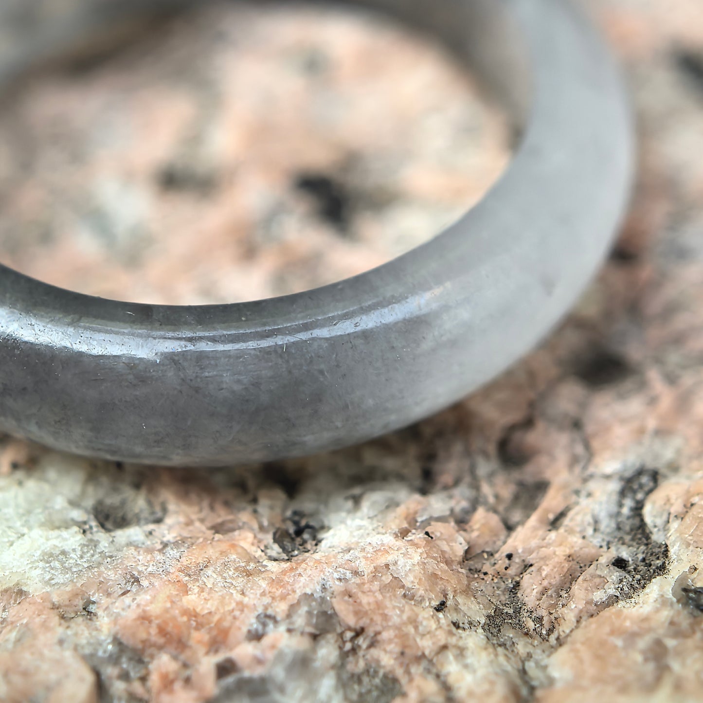 Natural Grade-A Jadeite Glutinous Icy Black Ring Band · Burmese Jade US5
