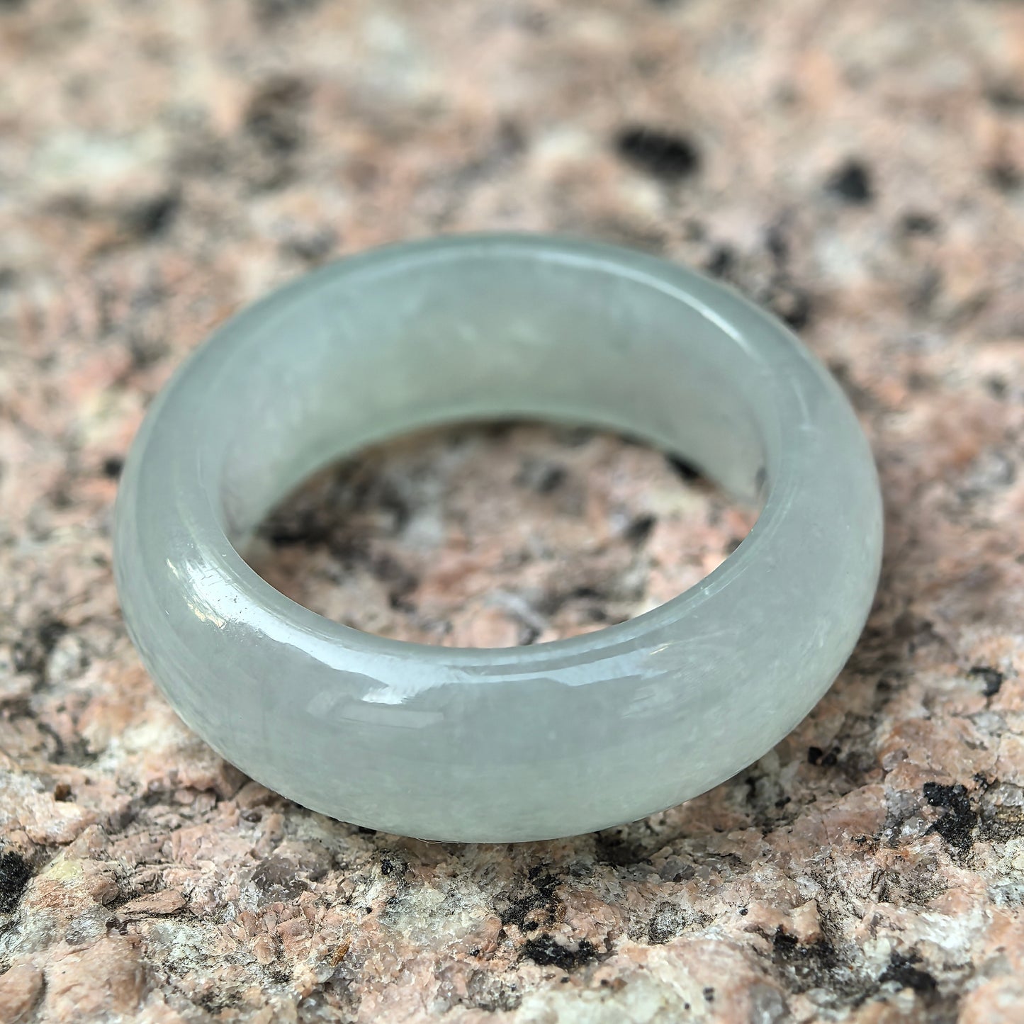 Natural Grade-A Jadeite Glutinous Icy Light Green Base Ring Band · Burmese Jade US5