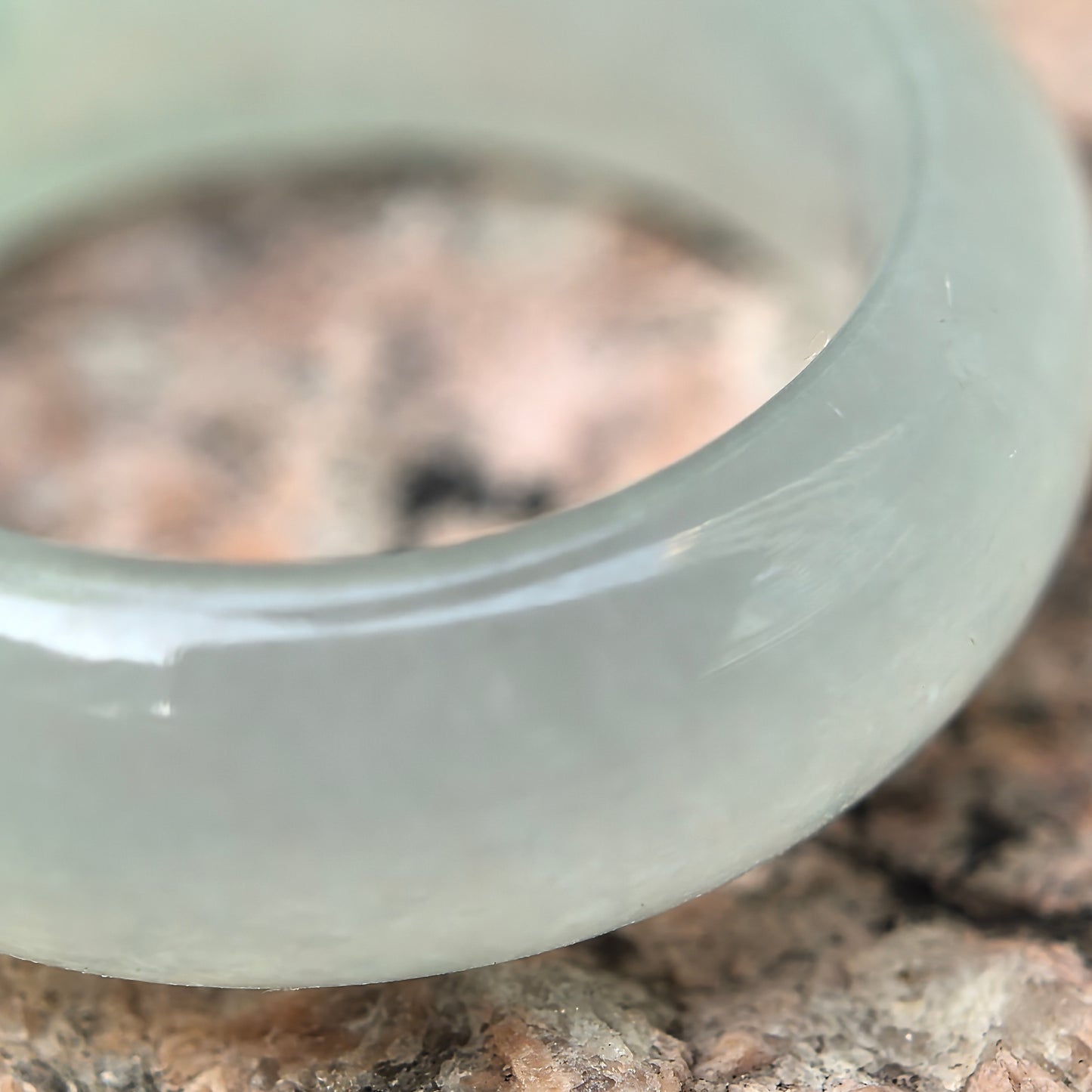 Natural Grade-A Jadeite Glutinous Icy Light Green Base Ring Band · Burmese Jade US5