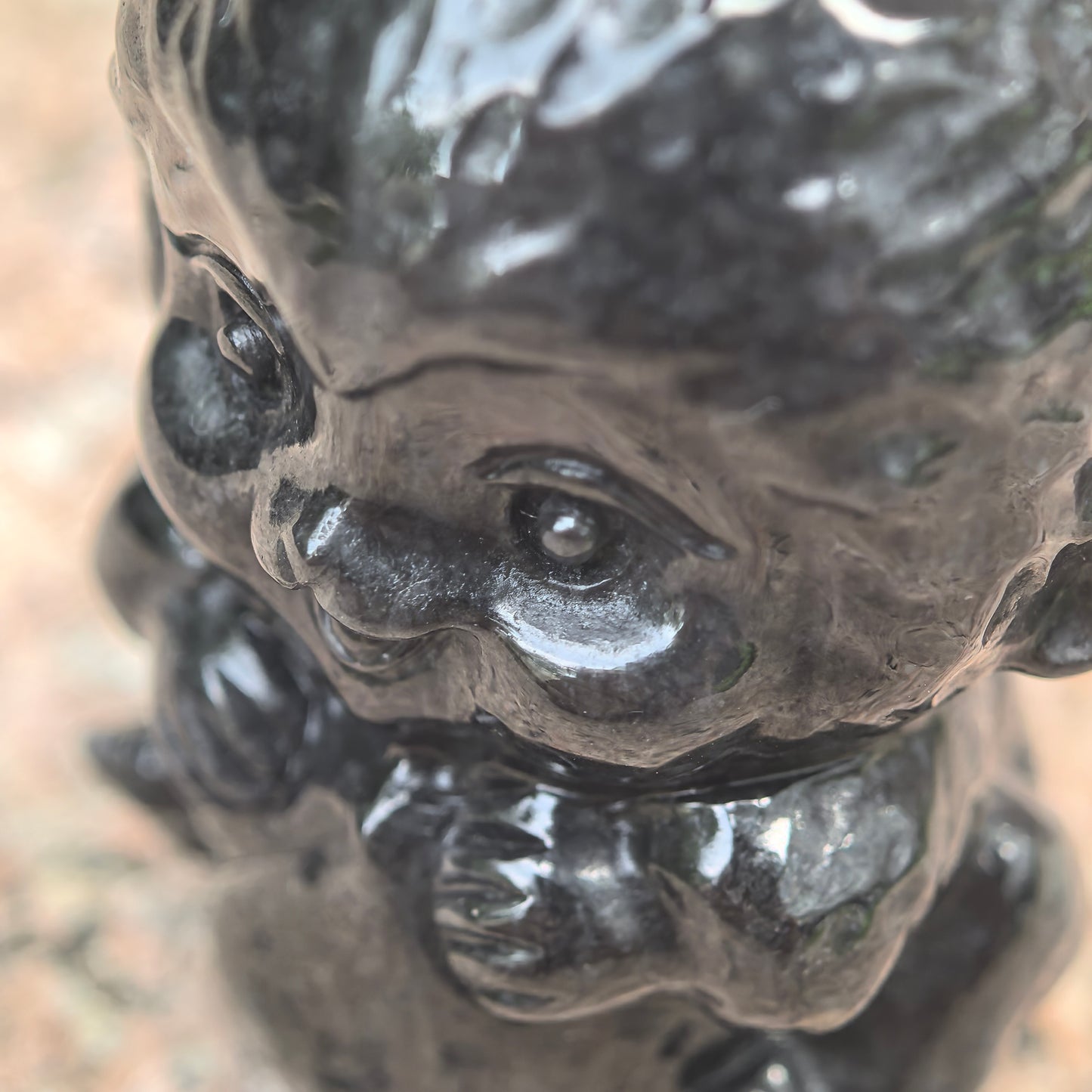 Natural Grade-A Jadeite Black Peach-Holding Monkey Figurine · Burmese Jade