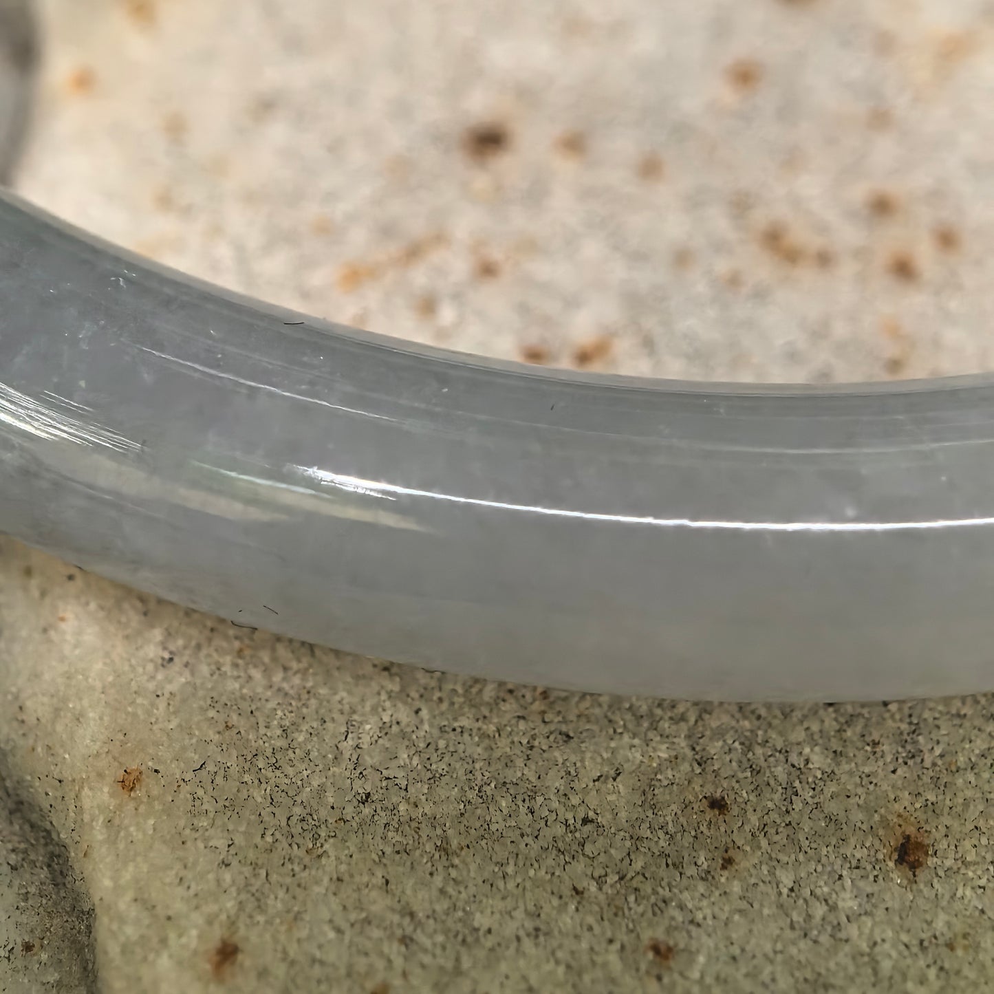 Natural Grade-A Jadeite Glutinous Icy Grey Black Slim Round Bangle · Burmese Jade 61mm