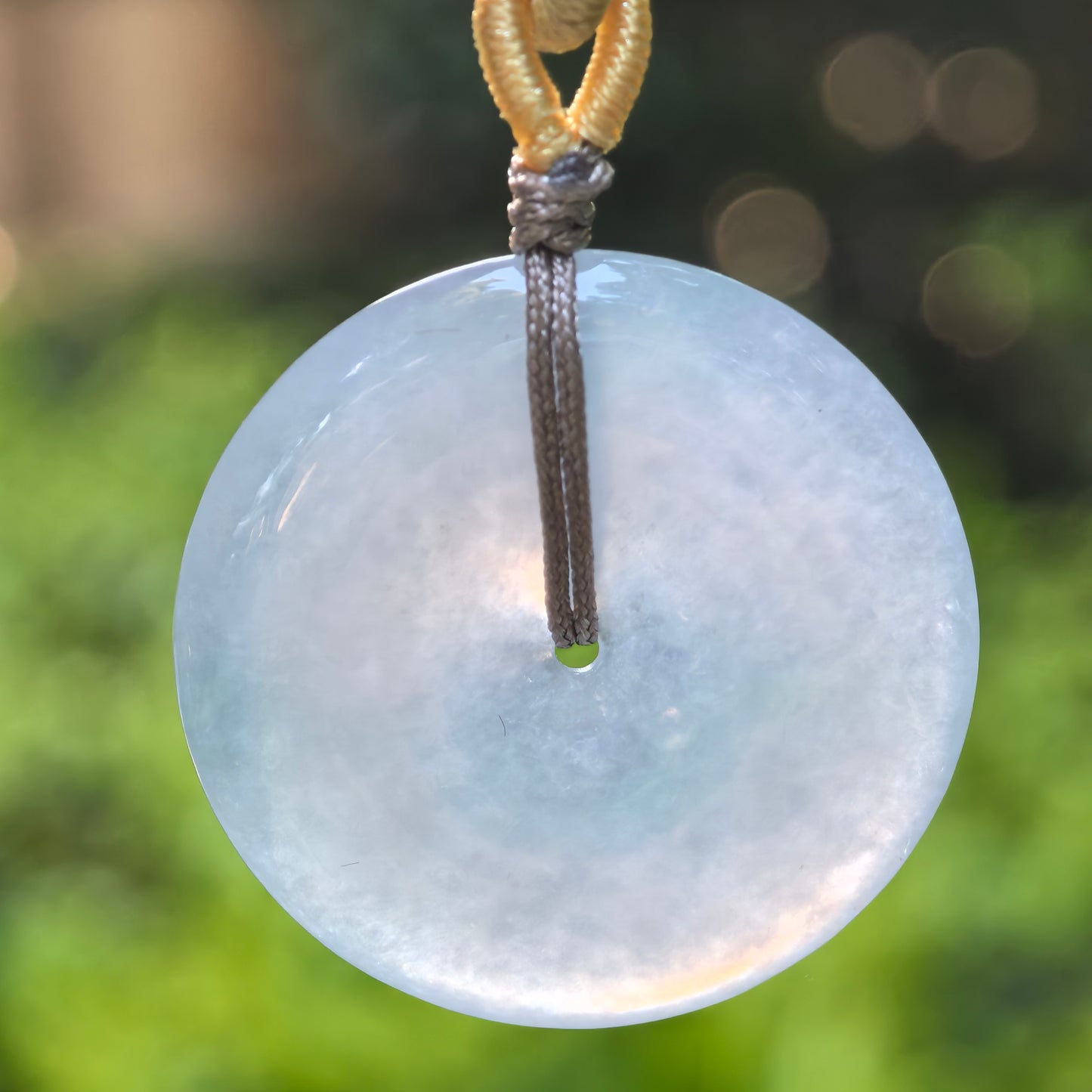 Natural Grade-A Glutinous Icy Blue Jadeite Peace Pendant · Burmese Jade