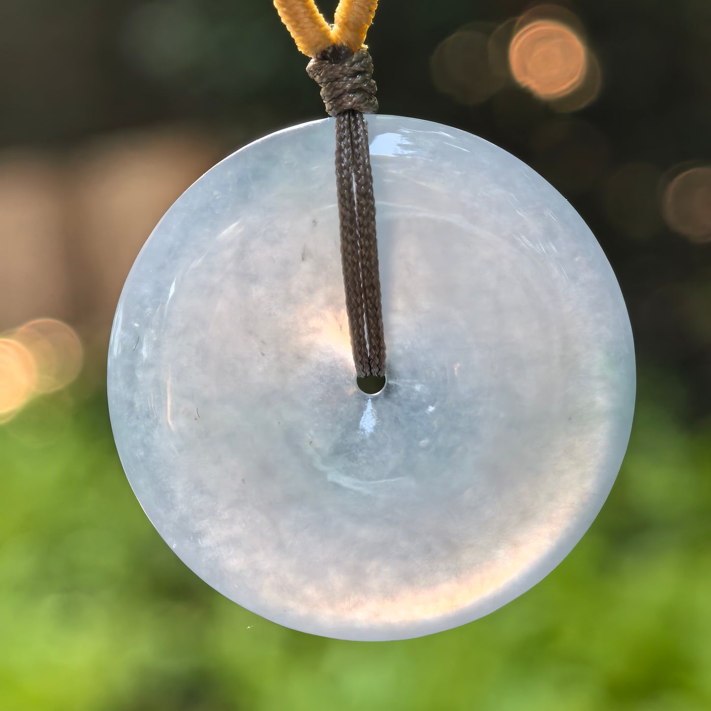 Natural Grade-A Glutinous Icy Blue Jadeite Peace Pendant · Burmese Jade