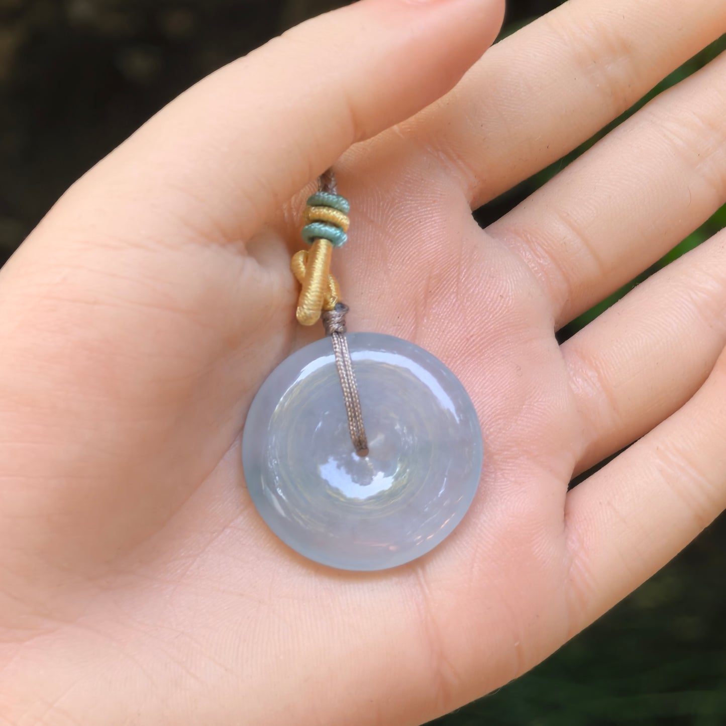 Natural Grade-A Glutinous Icy Blue Jadeite Peace Pendant · Burmese Jade
