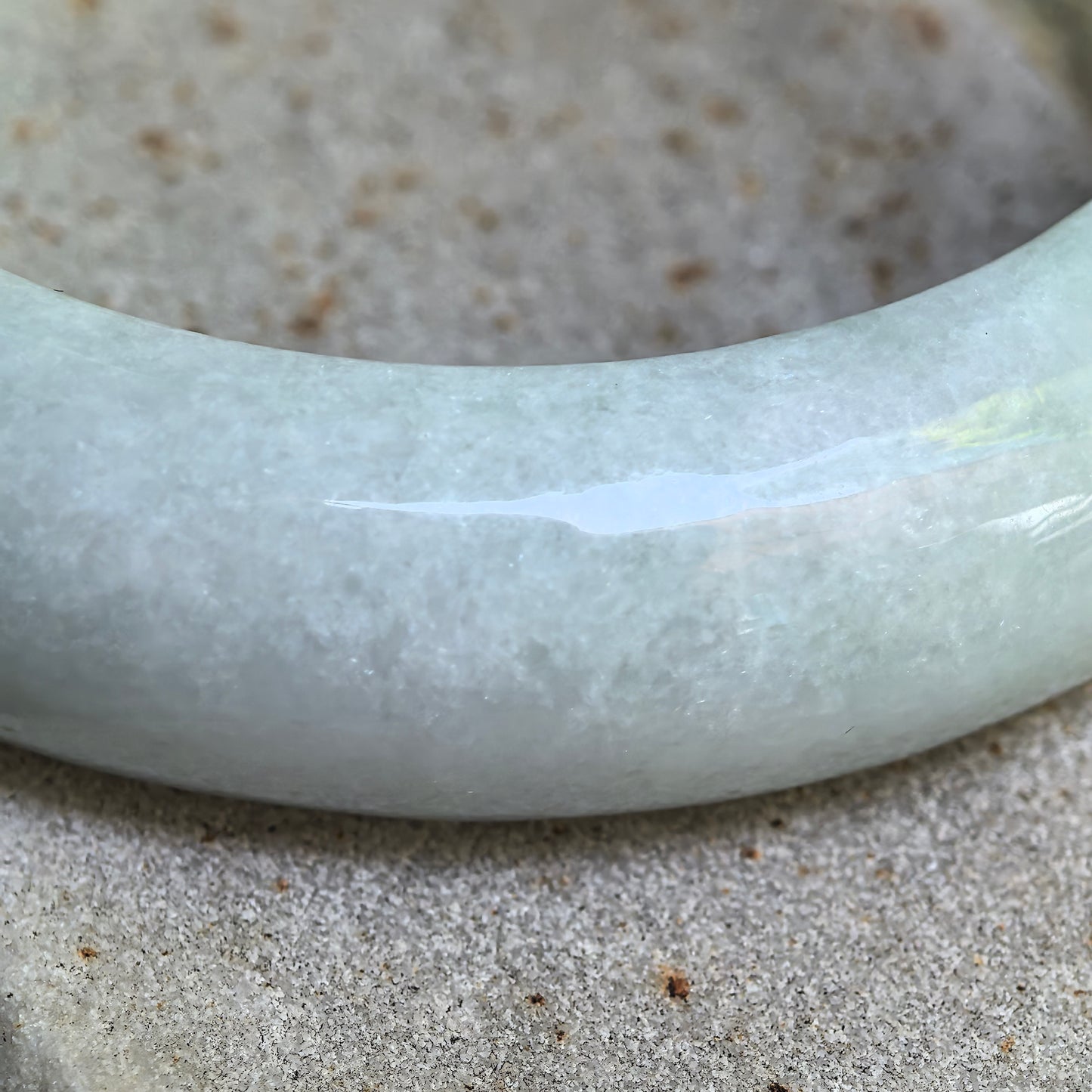 Natural Grade-A Glutinous Jadeite Carved Lotus Oval Bangle · Burmese Jade 53mm