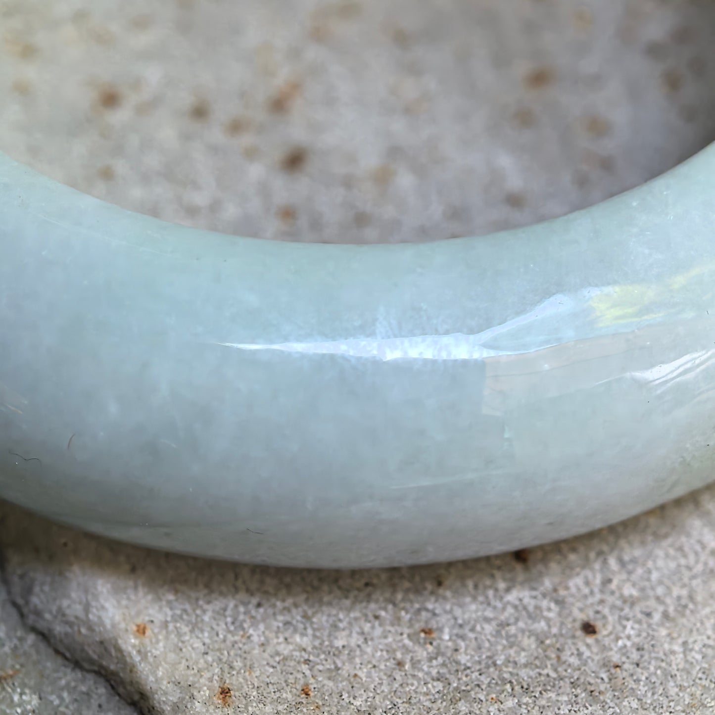 Natural Grade-A Glutinous Jadeite Carved Lotus Oval Bangle · Burmese Jade 53mm