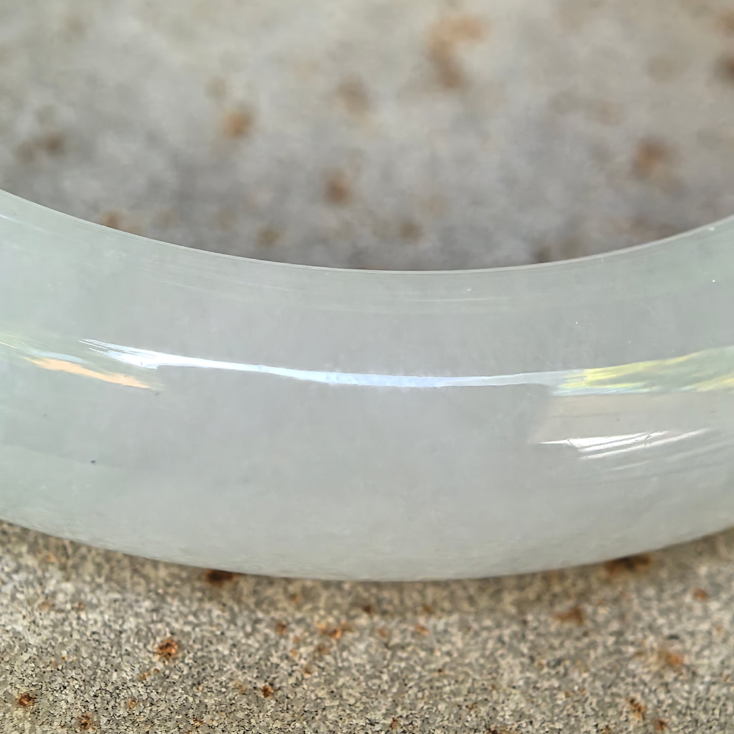 Natural Grade-A Jadeite Glutinous Icy White Classic D-shape Bangle · Burmese Jade 53mm