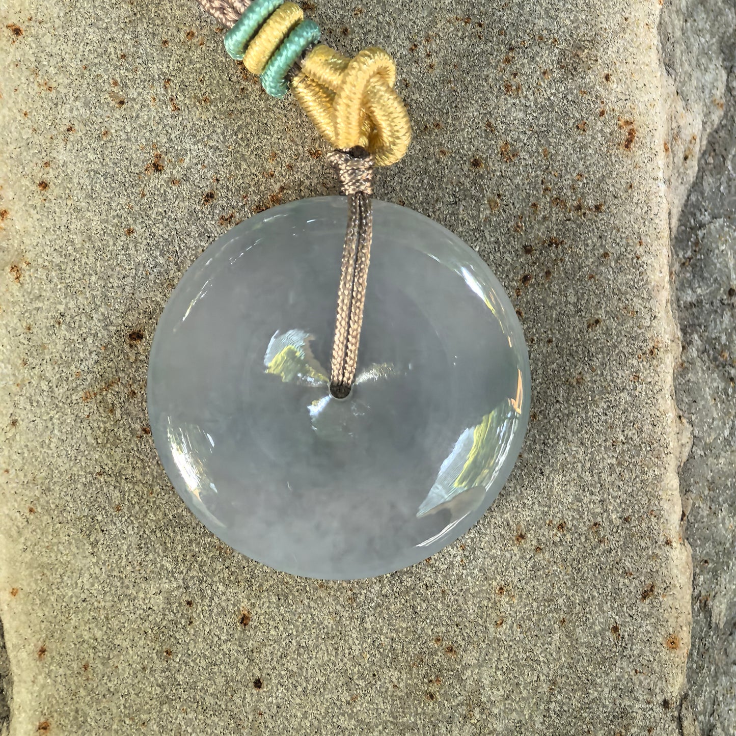 Natural Grade-A Glutinous Icy Blue Jadeite Peace Pendant · Burmese Jade