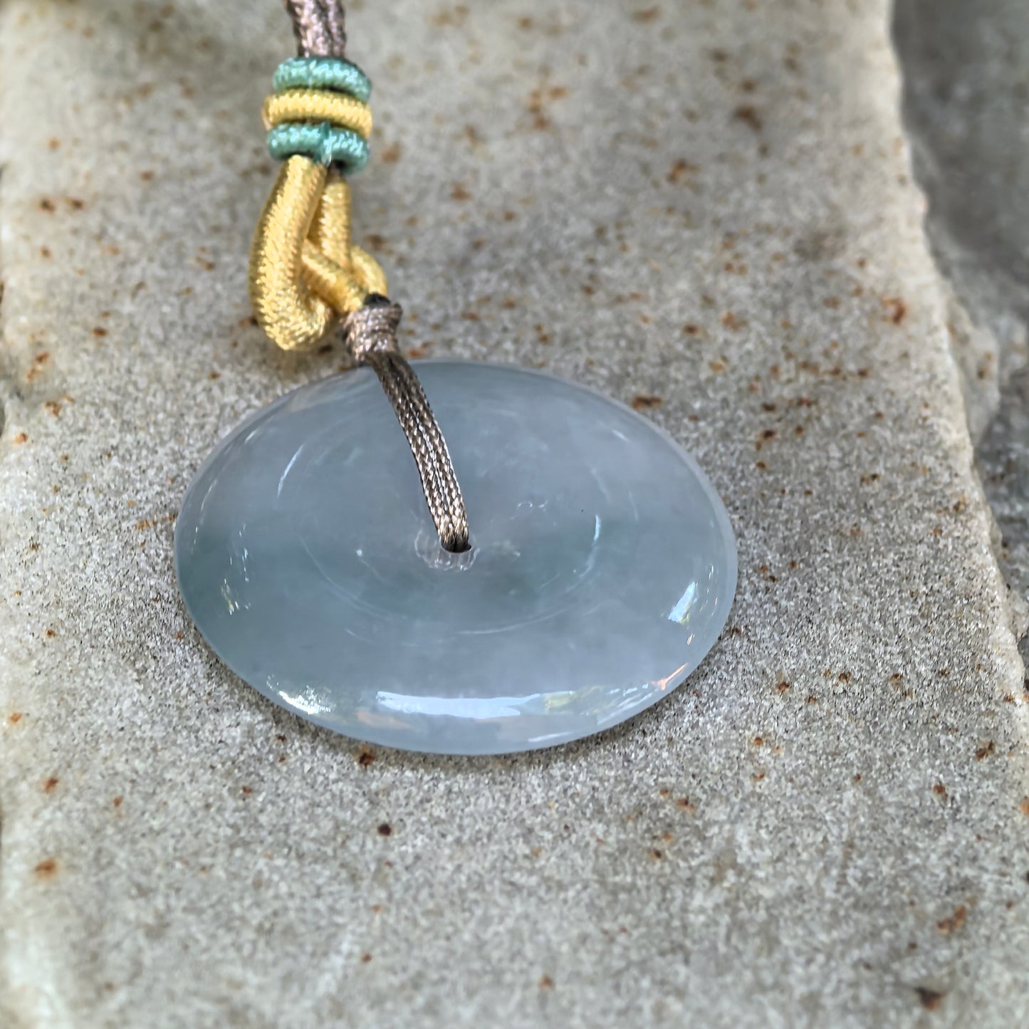 Natural Grade-A Glutinous Icy Blue Jadeite Peace Pendant · Burmese Jade