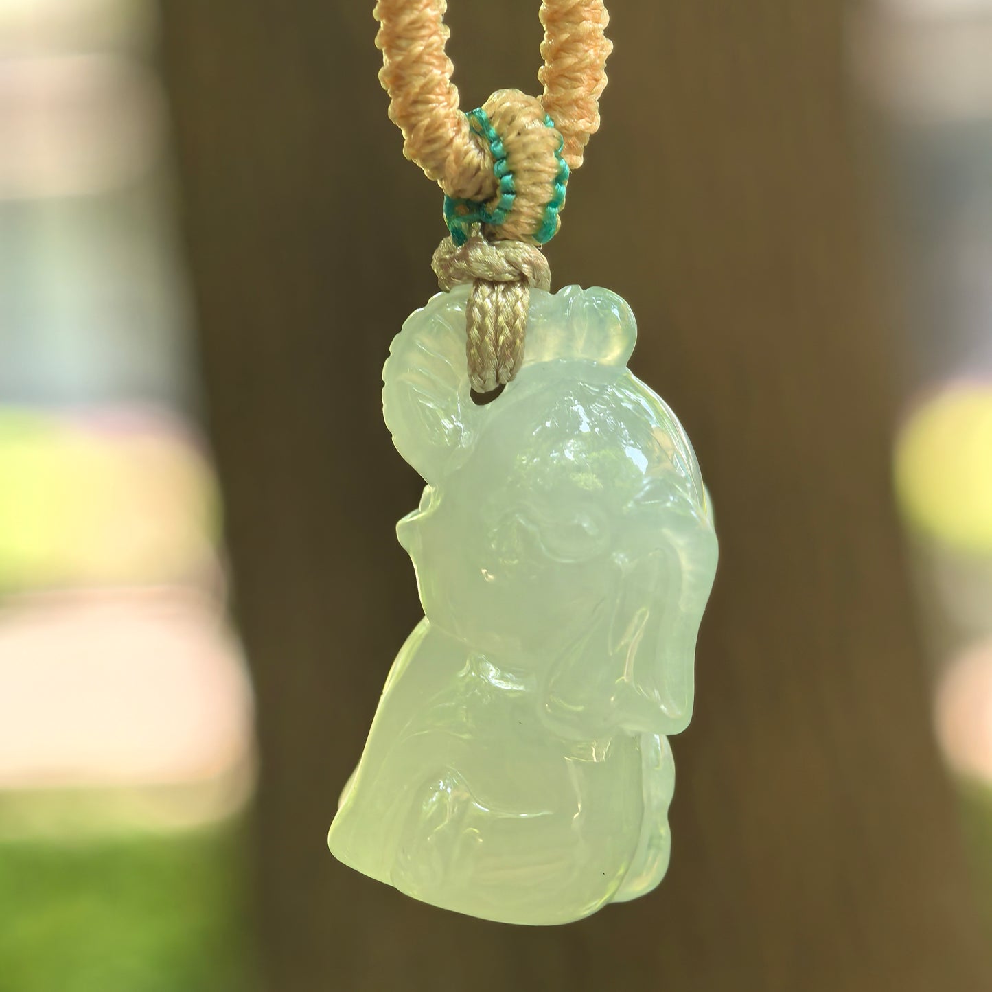 Natural Grade-A Jadeite Glutinous Icy Light Green Elephant Pendant · Burmese Jade