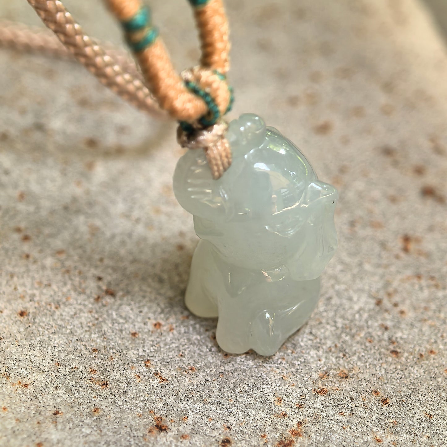 Natural Grade-A Jadeite Glutinous Icy Light Green Elephant Pendant · Burmese Jade