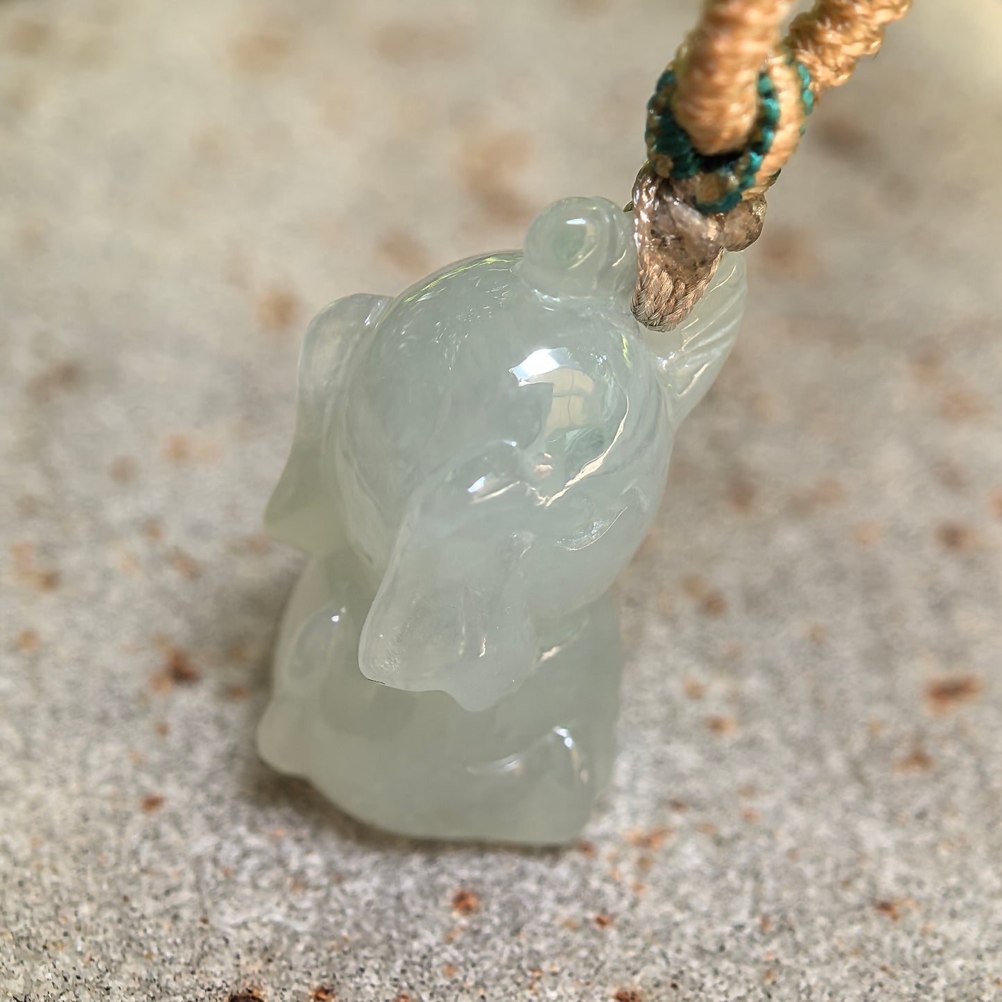 Natural Grade-A Jadeite Glutinous Icy Light Green Elephant Pendant · Burmese Jade