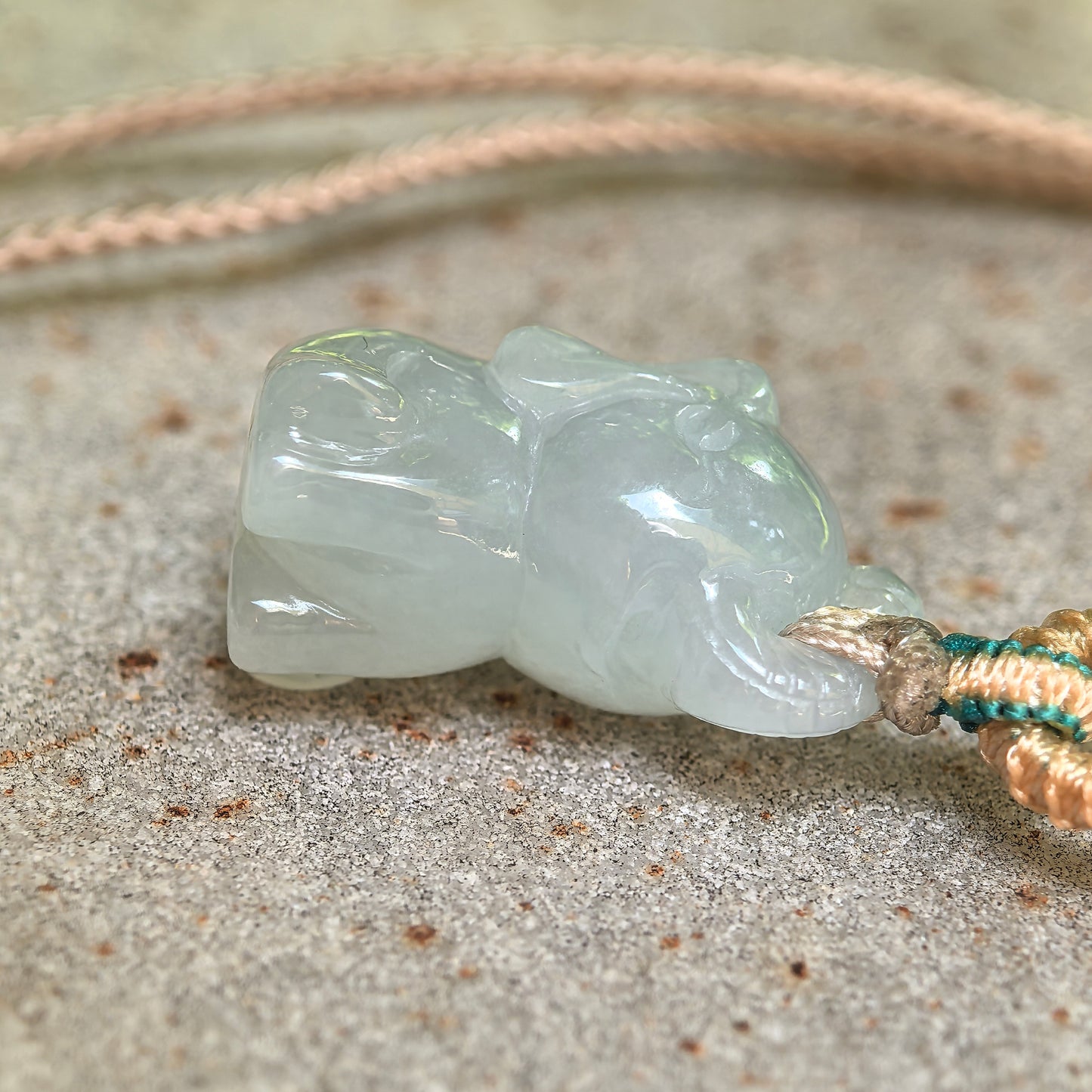 Natural Grade-A Jadeite Glutinous Icy Light Green Elephant Pendant · Burmese Jade