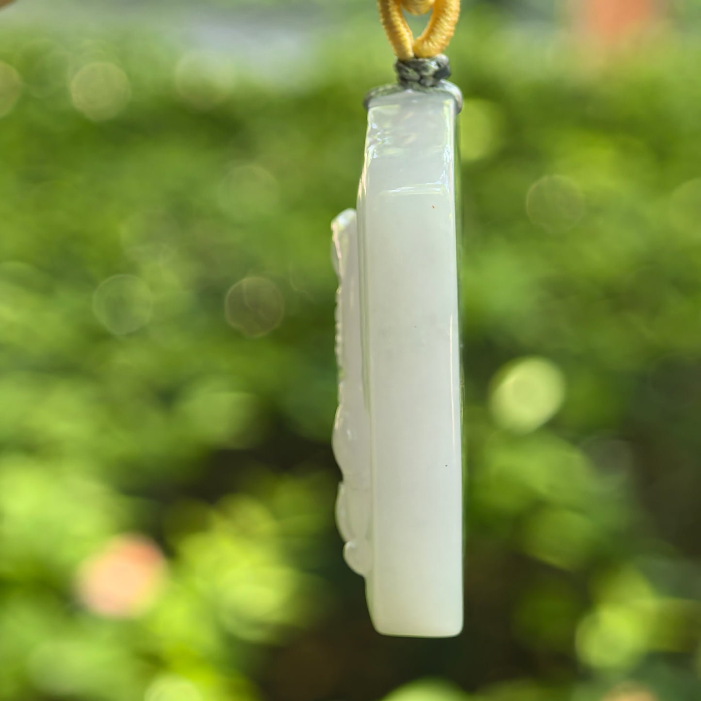 Natural Grade-A Glutinous White Jadeite Snake Pendant · Burmese Jade