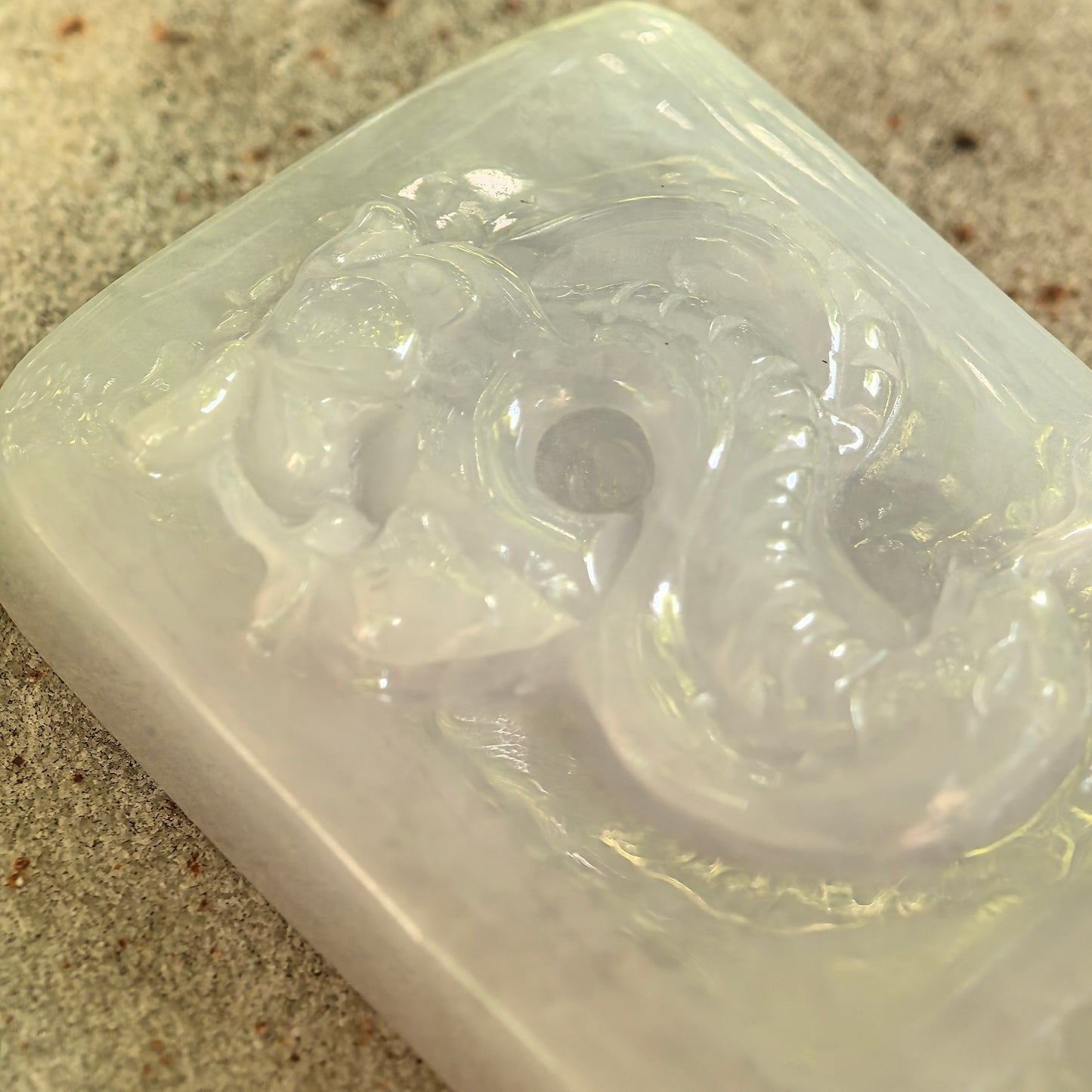 Natural Grade-A Glutinous White Jadeite Snake Pendant · Burmese Jade