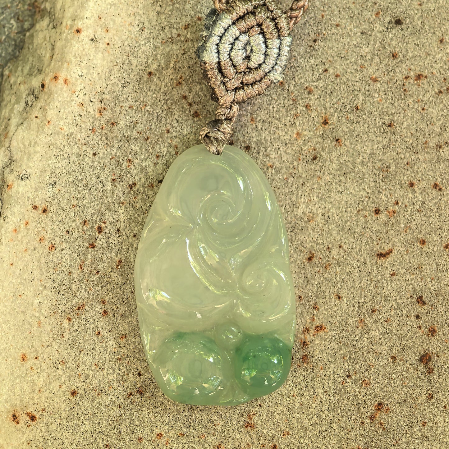 Natural Grade-A Glutinous Light Green Ruyi Jadeite Pendant · Burmese Jade