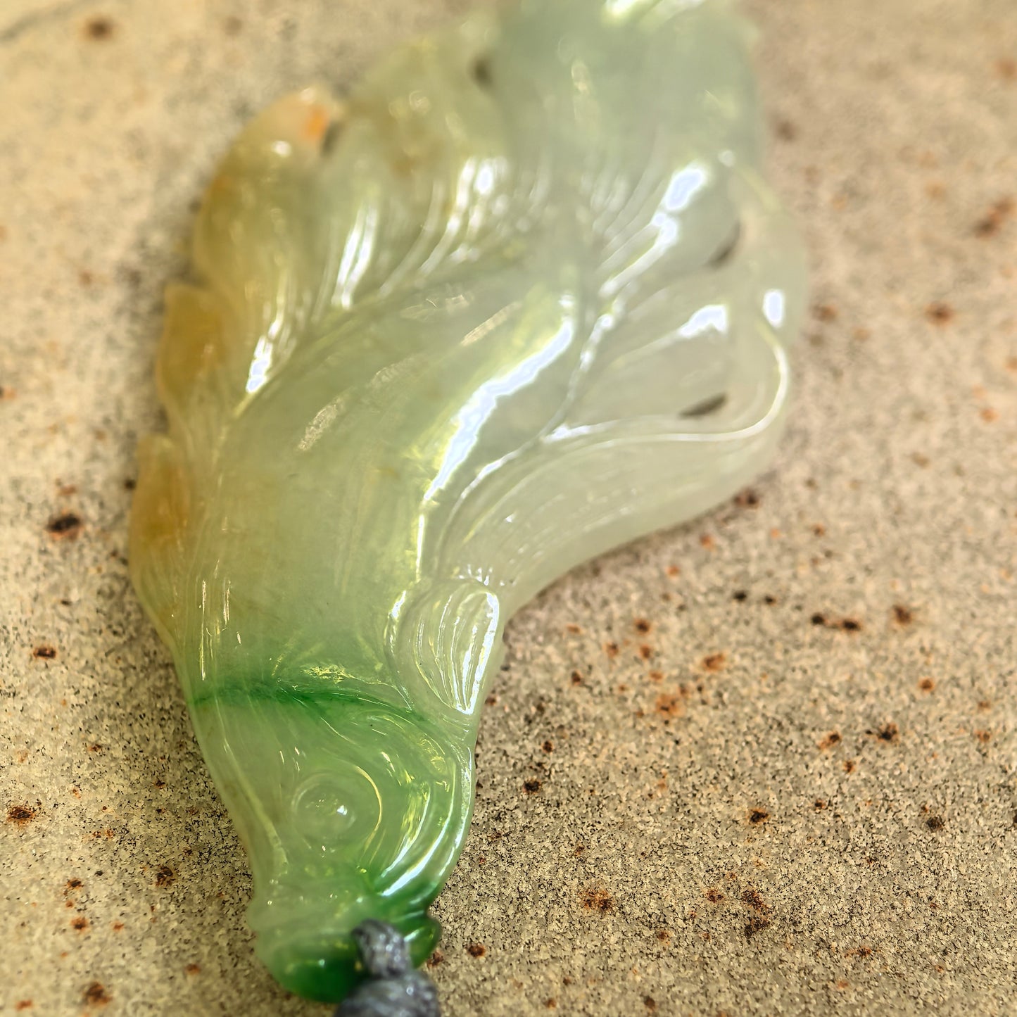 Natural Grade-A Glutinous Yellow-Green Fish Jadeite Pendant · Burmese Jade