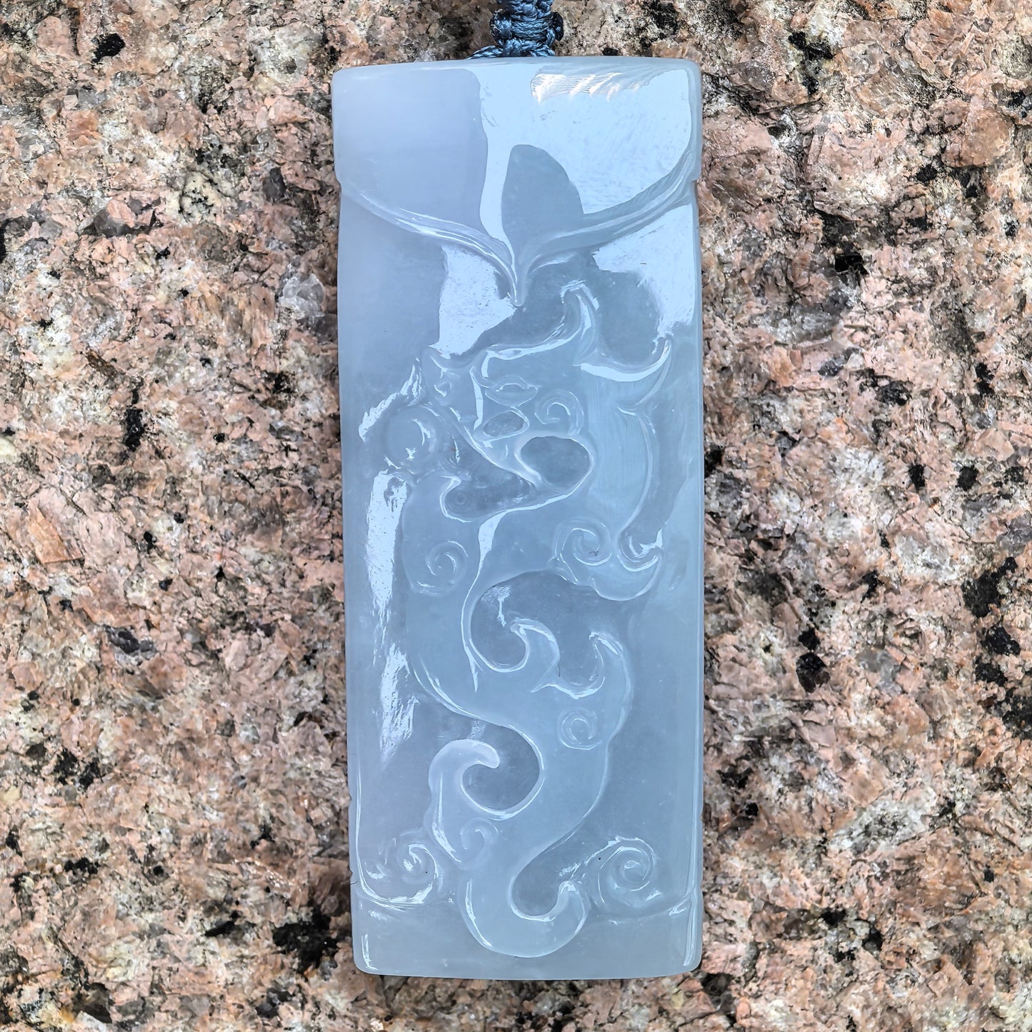 Natural Grade-A Glutinous Blue-Lavender Dragon Jadeite Pendant · Burmese Jade