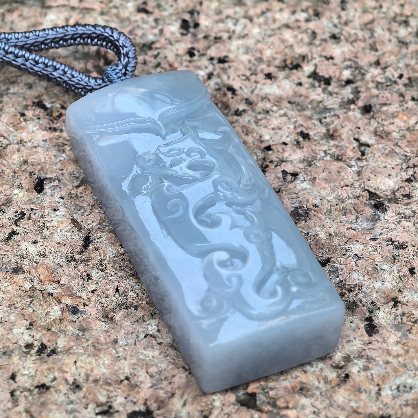 Natural Grade-A Glutinous Blue-Lavender Dragon Jadeite Pendant · Burmese Jade