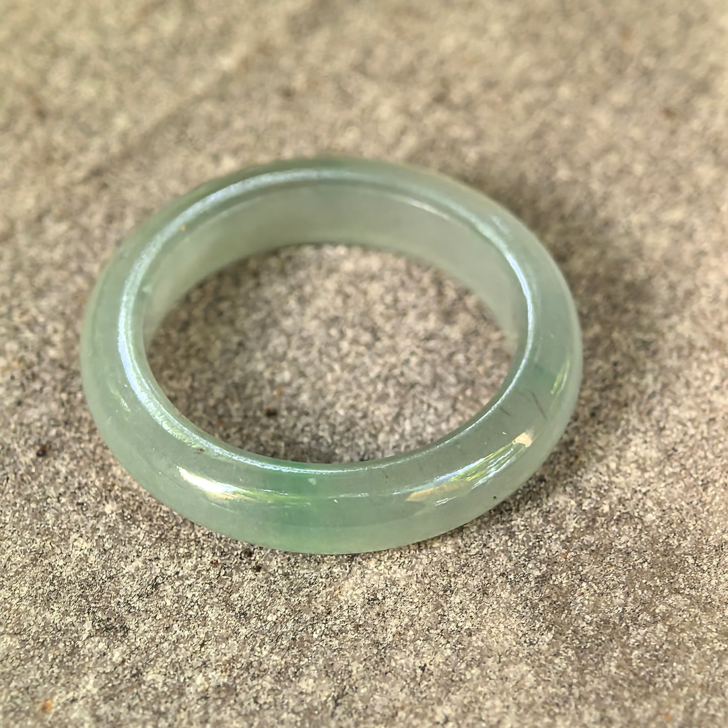 Natural Grade-A Jadeite Icy Glutinous Light Green Ring Band · Burmese Jade US9.5